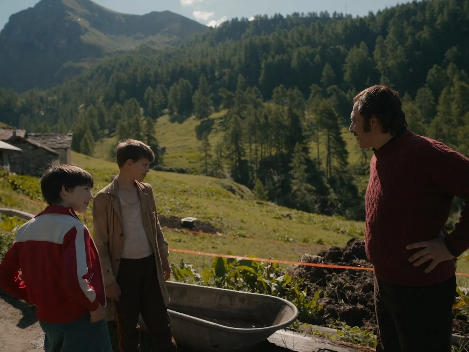 Filippo Timi, Lupo Barbiero, and Cristiano Sassella in The Eight Mountains (2022)