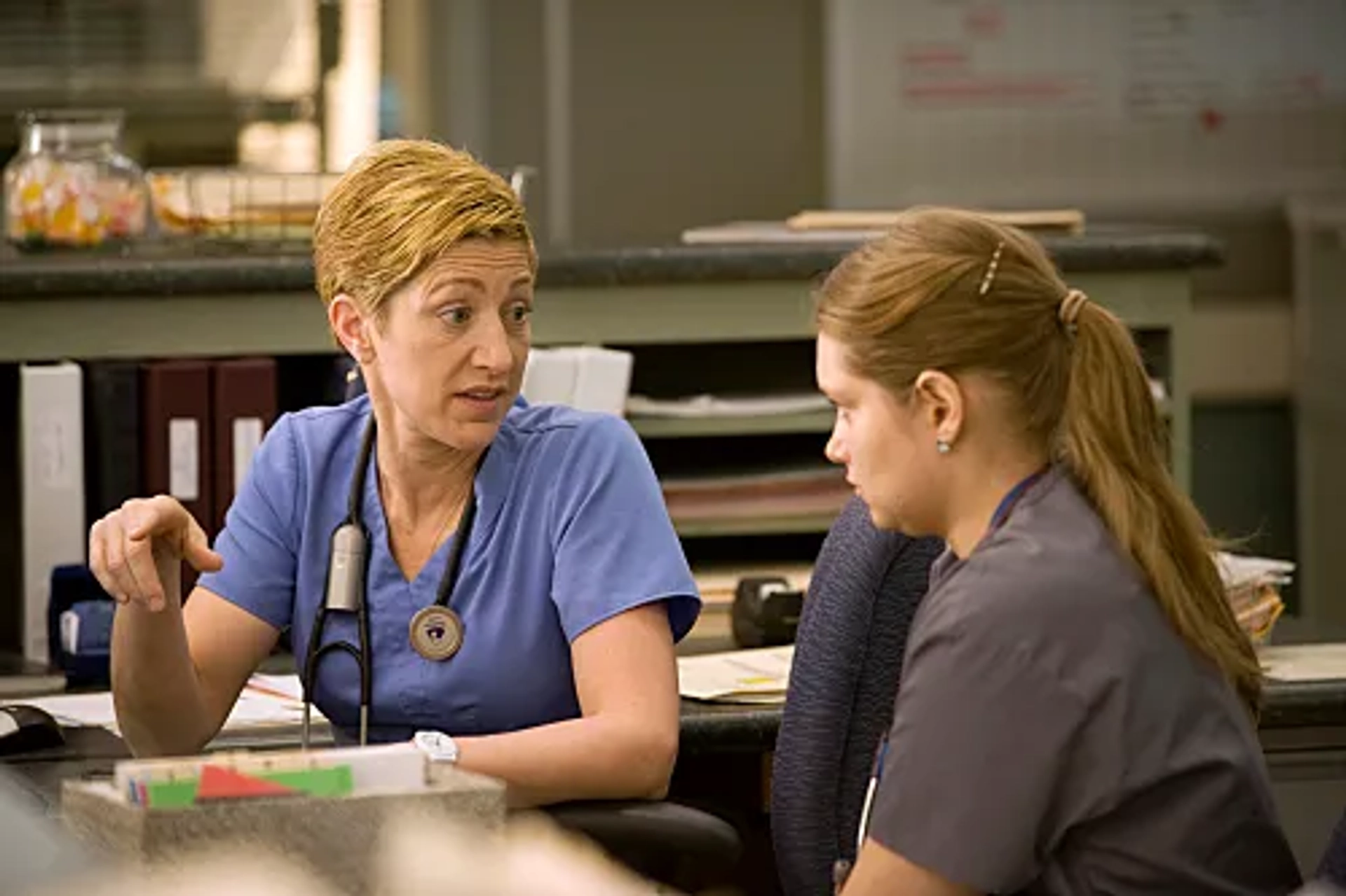 Edie Falco and Merritt Wever in Nurse Jackie (2009)