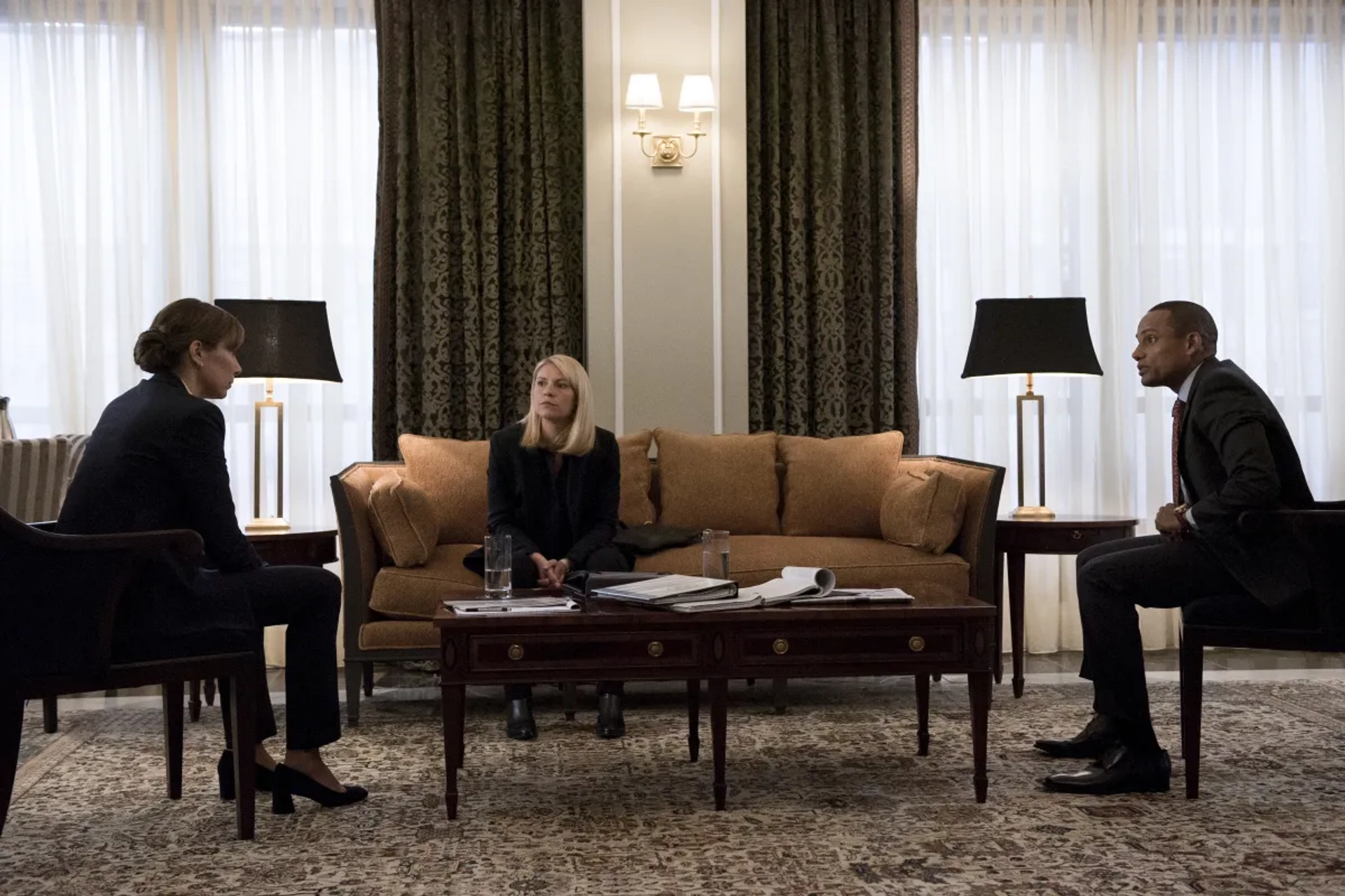 Claire Danes, Hill Harper, and Elizabeth Marvel in Homeland (2011)