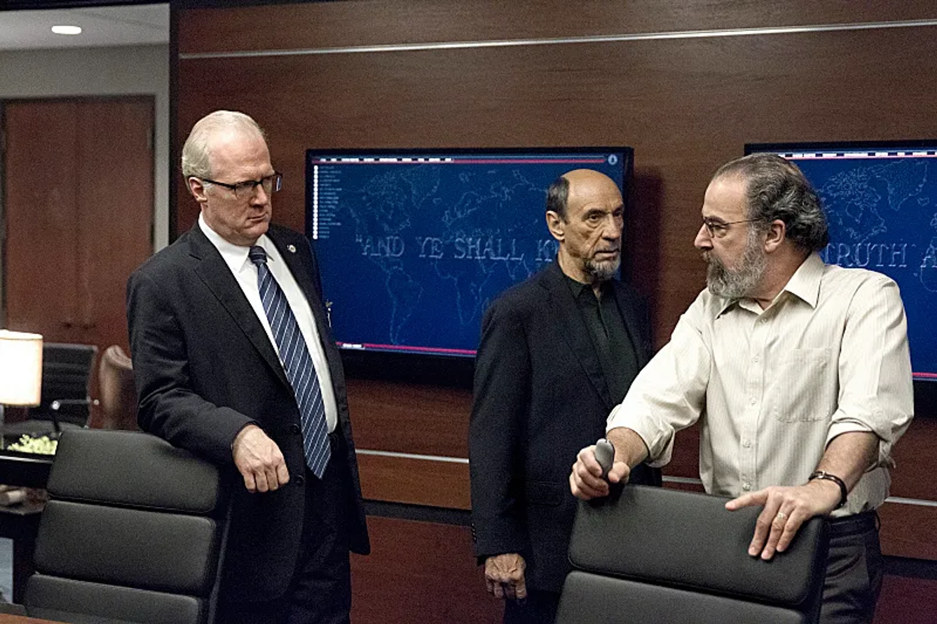 F. Murray Abraham, Mandy Patinkin, and Tracy Letts in Homeland (2011)