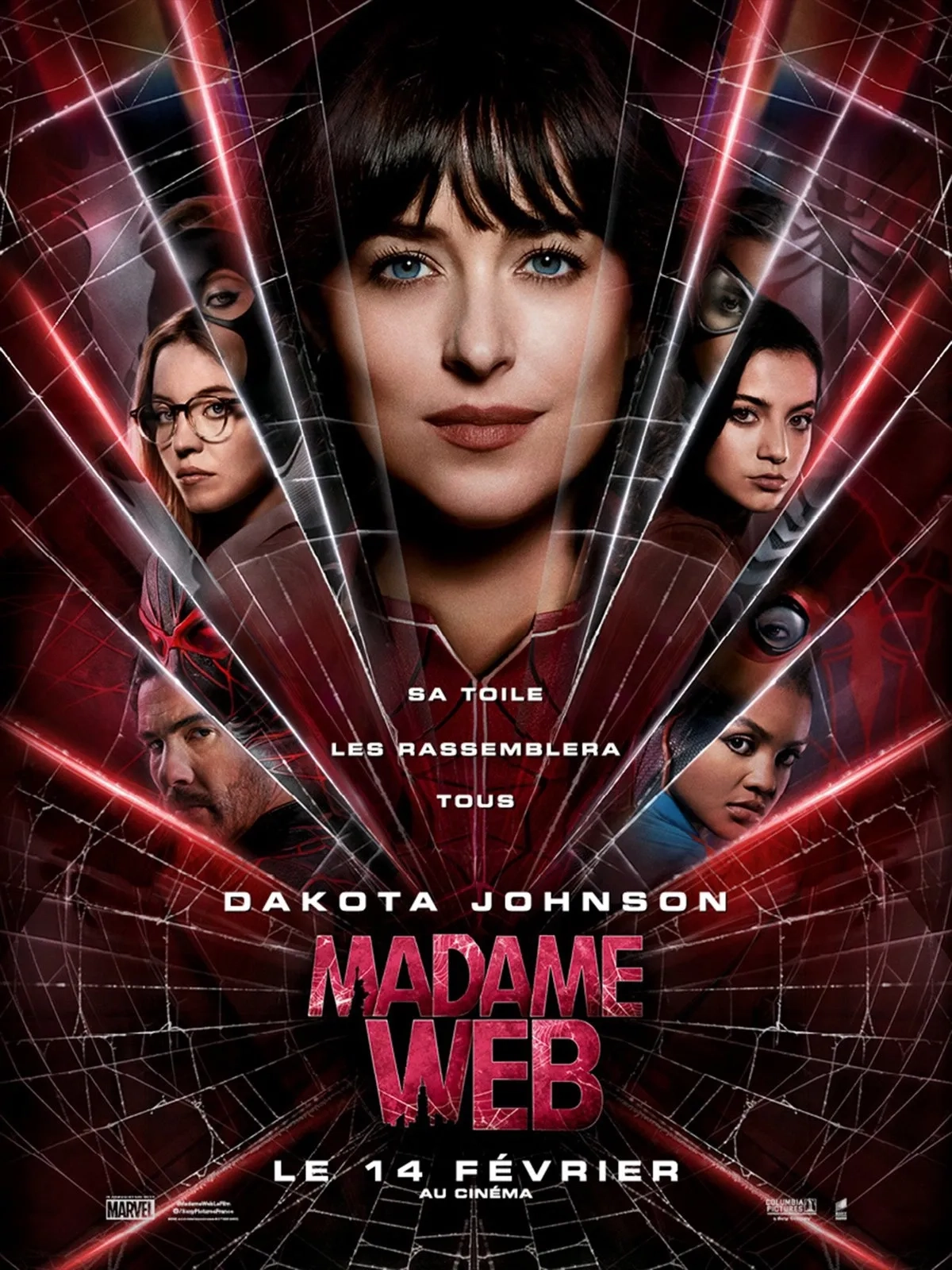 Dakota Johnson, Tahar Rahim, Sydney Sweeney, Isabela Merced, and Celeste O'Connor in Madame Web (2024)