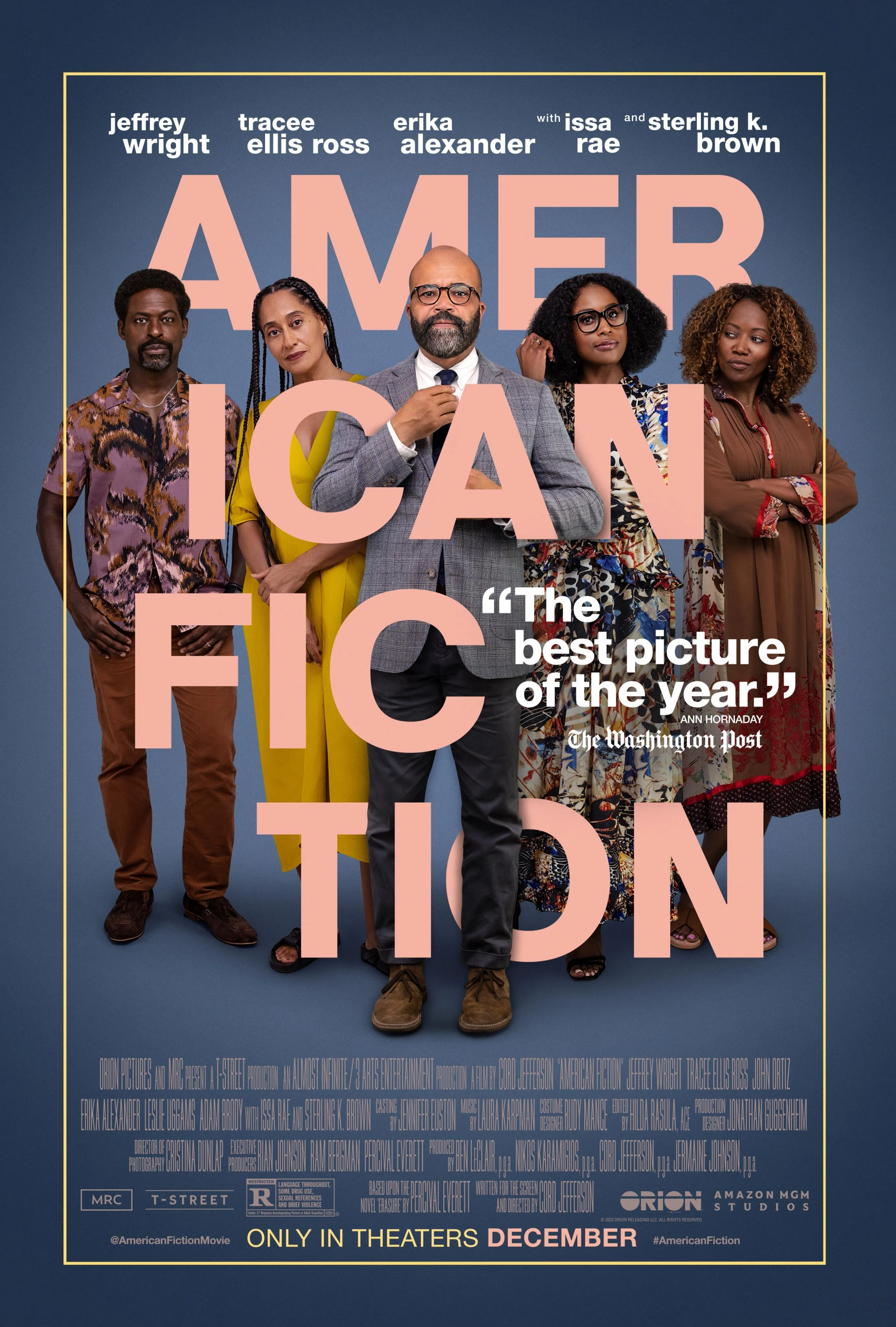 Erika Alexander, Tracee Ellis Ross, Jeffrey Wright, Sterling K. Brown, and Issa Rae in American Fiction (2023)