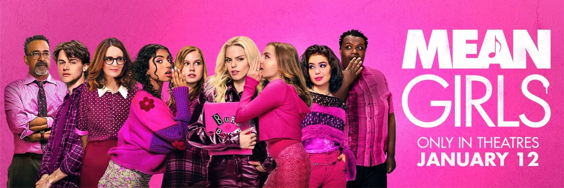 Tim Meadows, Tina Fey, Christopher Briney, Reneé Rapp, Jaquel Spivey, Angourie Rice, Bebe Wood, Avantika, and Auli'i Cravalho in Mean Girls (2024)