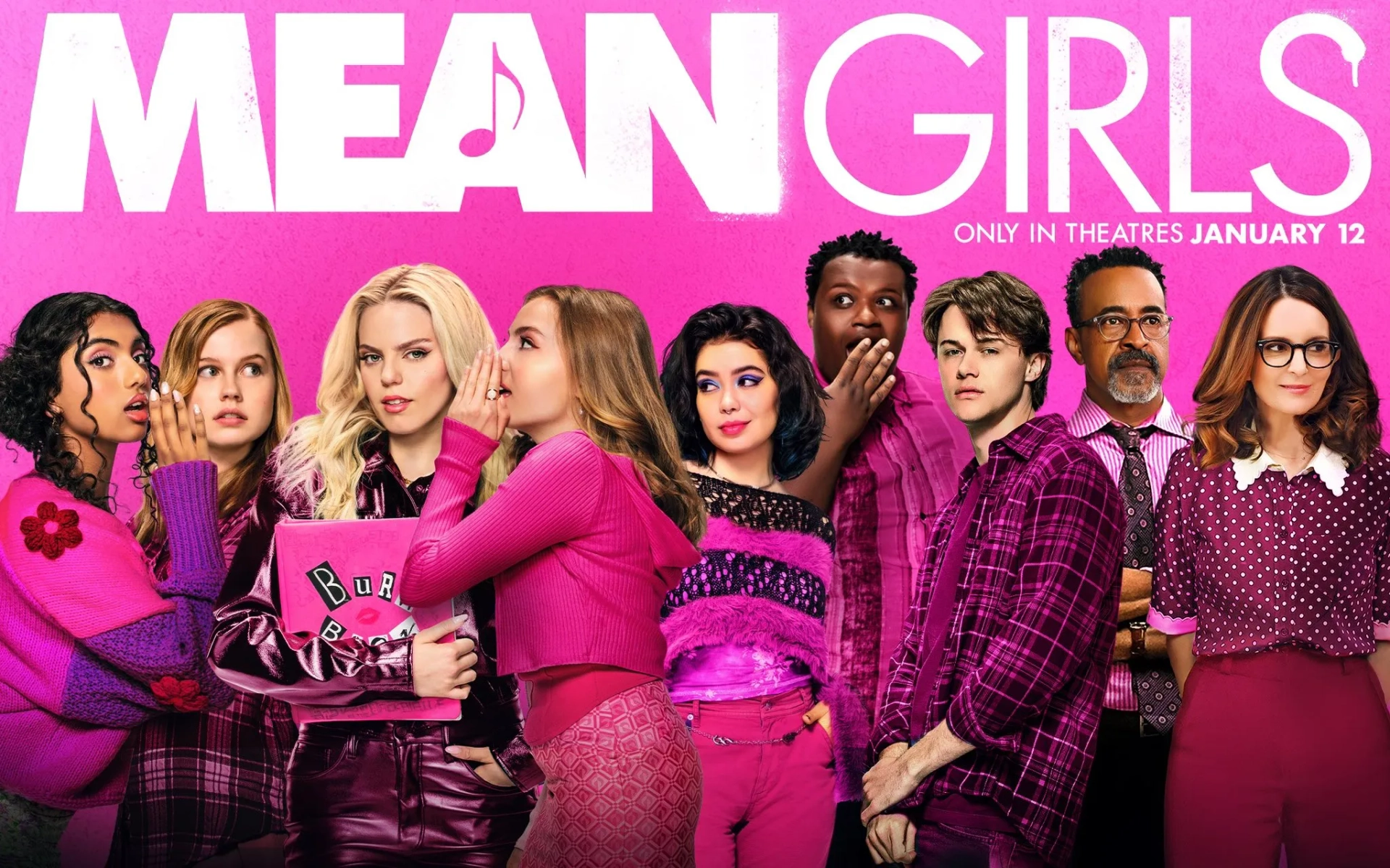 Tim Meadows, Tina Fey, Christopher Briney, Reneé Rapp, Jaquel Spivey, Angourie Rice, Bebe Wood, Avantika, and Auli'i Cravalho in Mean Girls (2024)