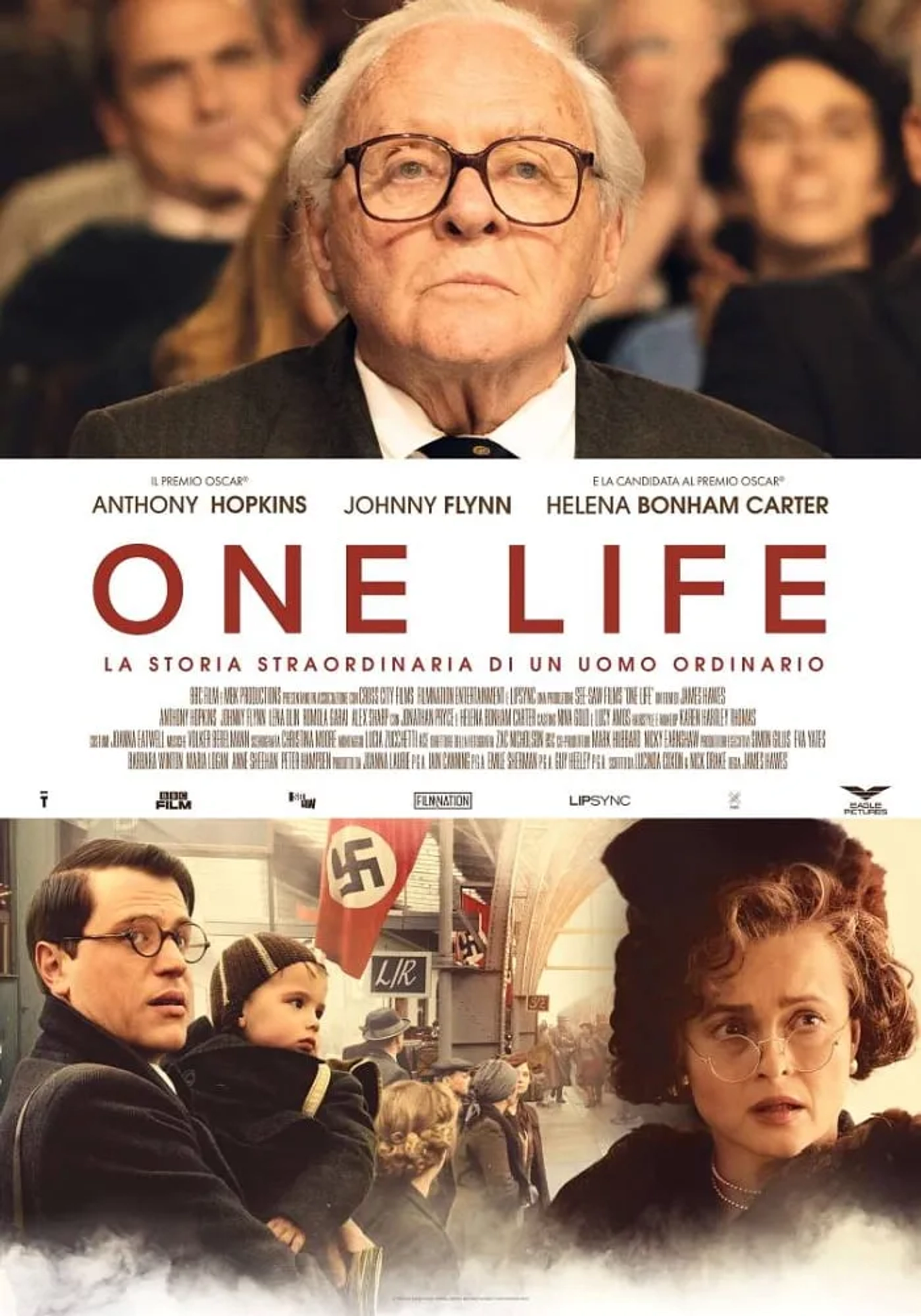 Anthony Hopkins, Helena Bonham Carter, and Johnny Flynn in One Life (2023)