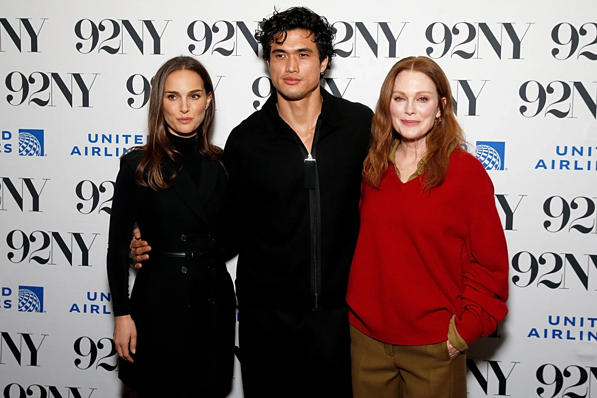 Julianne Moore, Natalie Portman, and Charles Melton at an event for May December (2023)