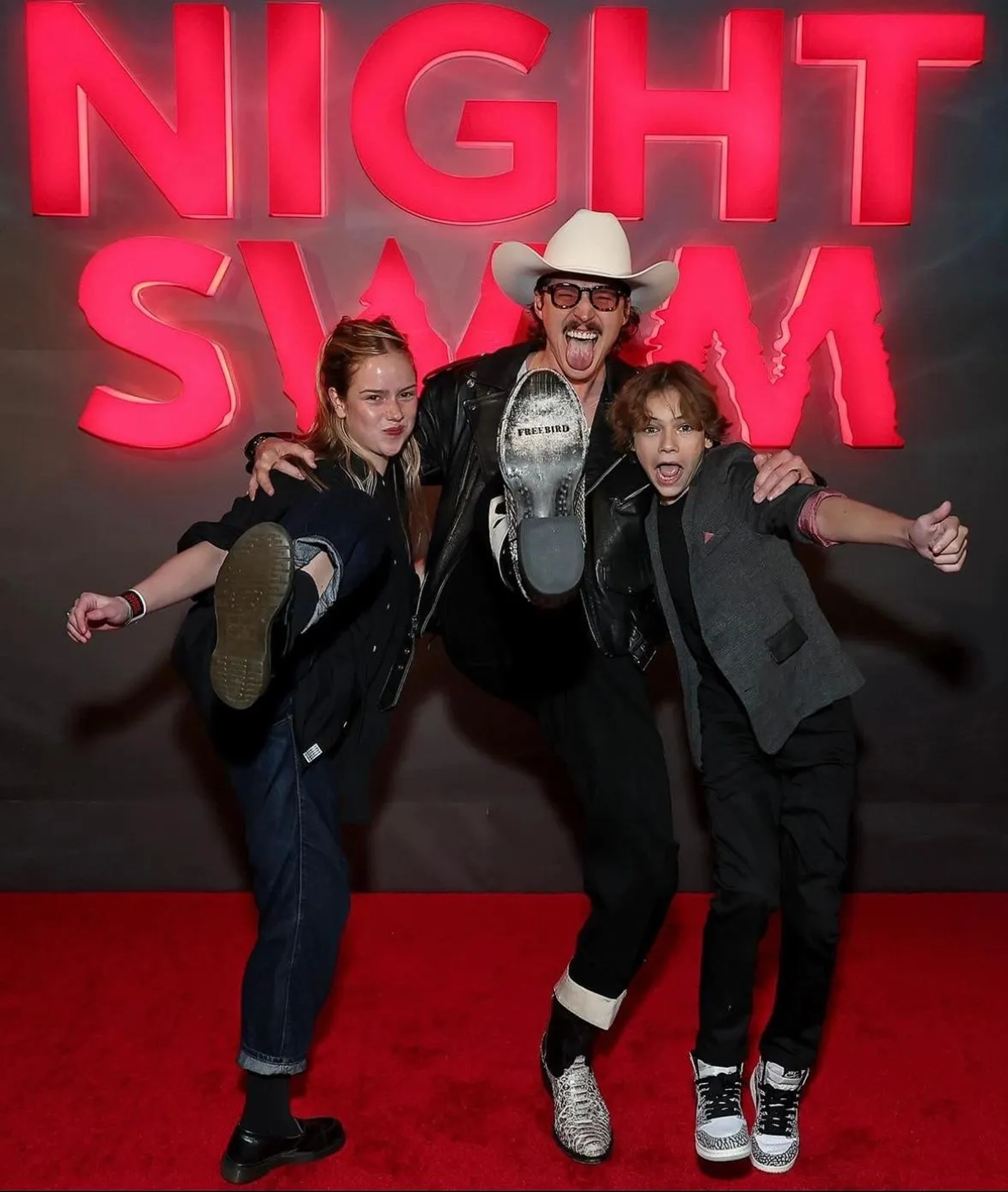 Amélie Hoeferle, Bryce McGuire, and Gavin Warren at an event for Night Swim (2024)