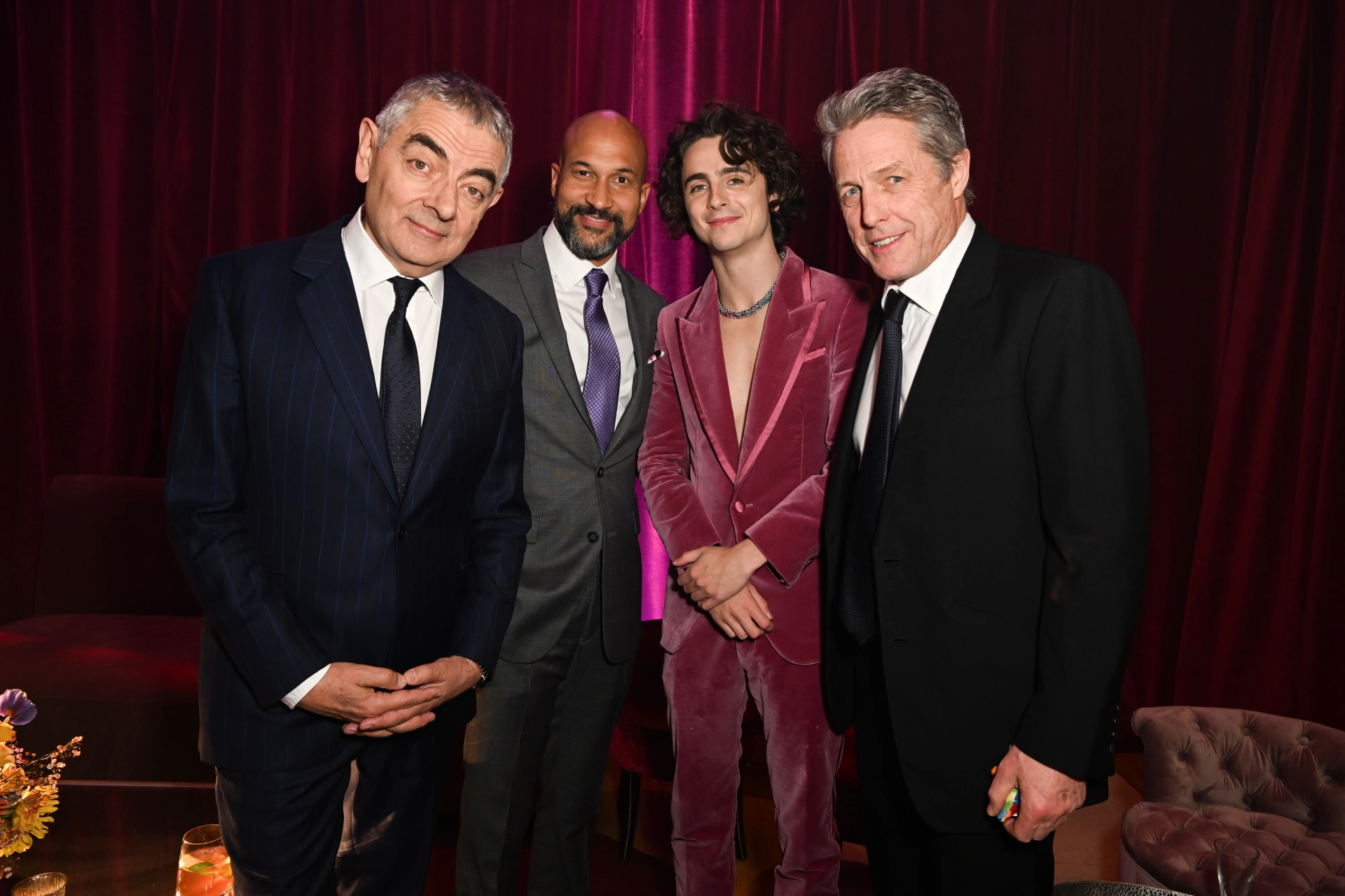 Rowan Atkinson, Hugh Grant, Keegan-Michael Key, and Timothée Chalamet at an event for Wonka (2023)