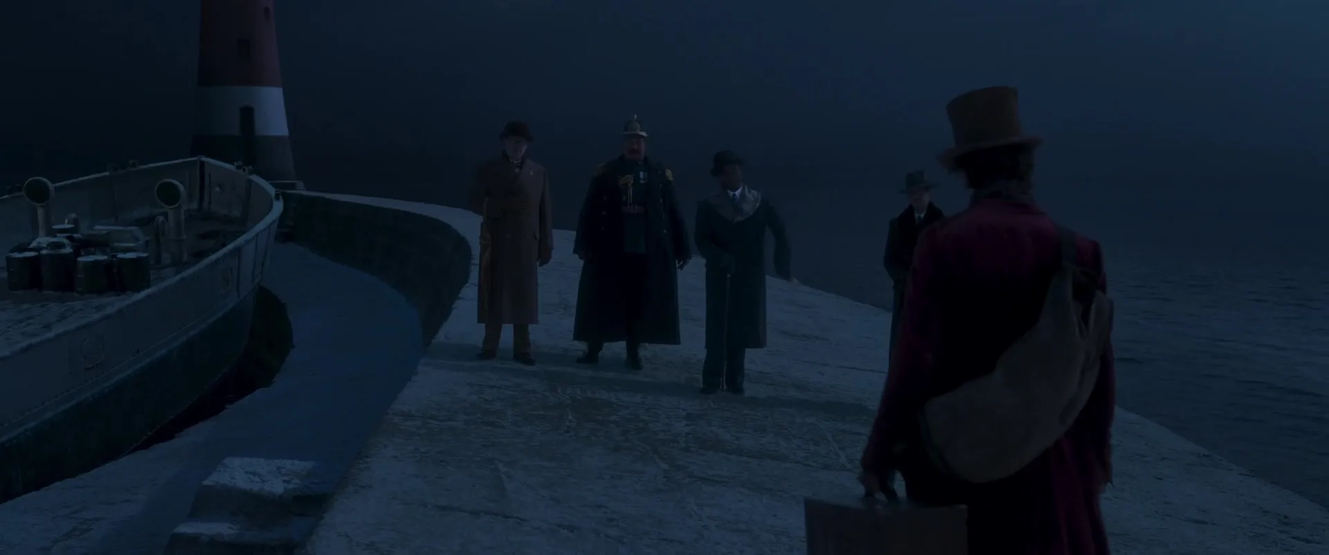 Paterson Joseph, Matt Lucas, Keegan-Michael Key, Mathew Baynton, and Timothée Chalamet in Wonka (2023)