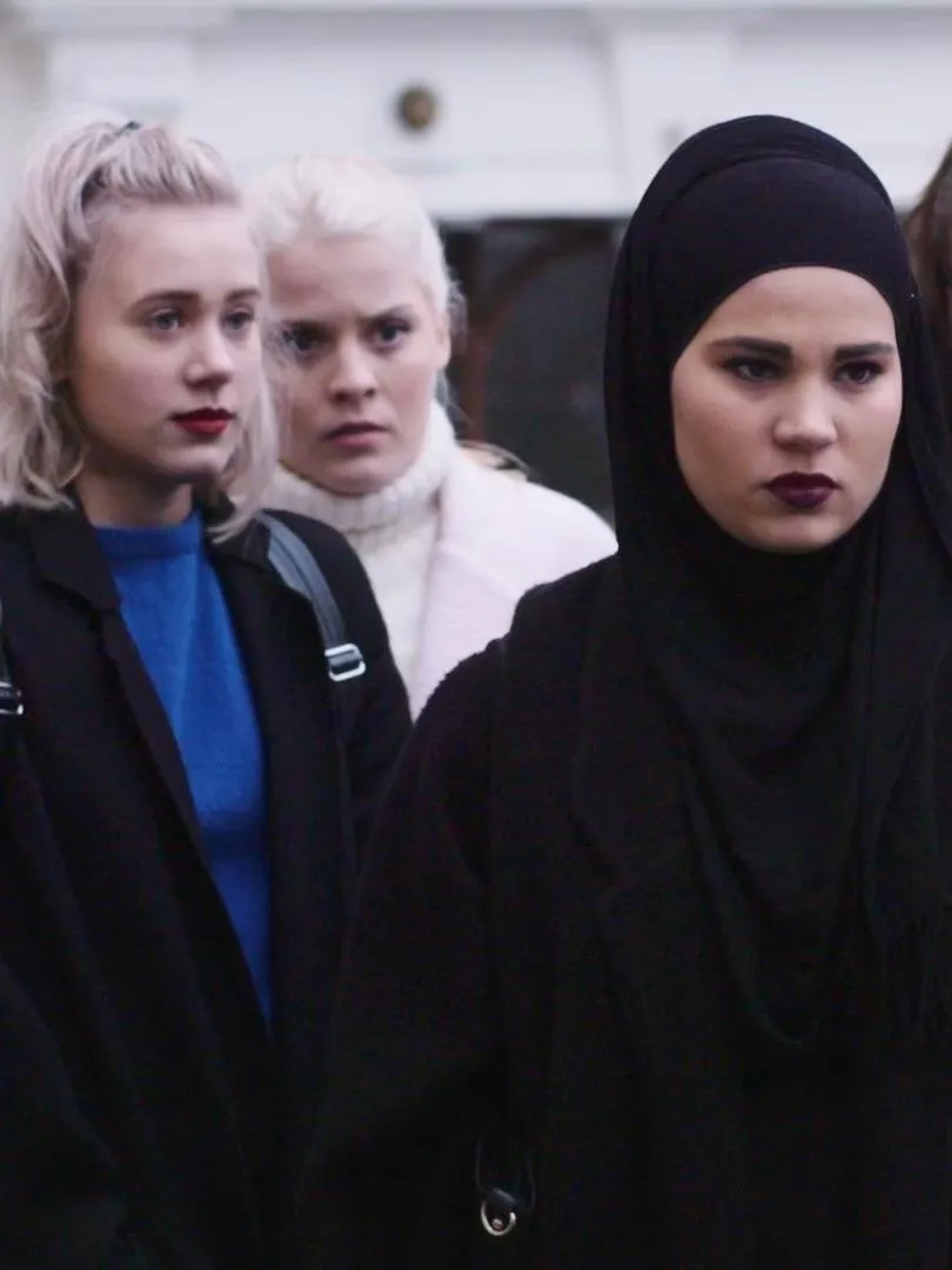 Josefine Frida Pettersen, Ulrikke Falch, and Iman Meskini in Skam (2015)