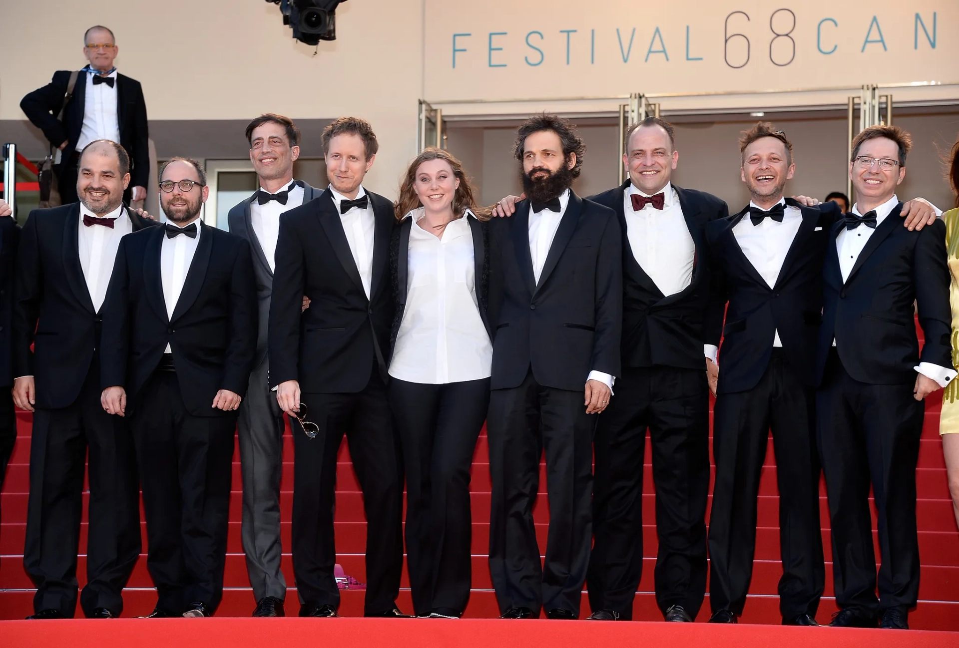 Gábor Rajna, Urs Rechn, Todd Charmont, Gábor Sipos, László Nemes, Géza Röhrig, Levente Molnár, Amitai Kedar, and Clara Royer at an event for Son of Saul (2015)