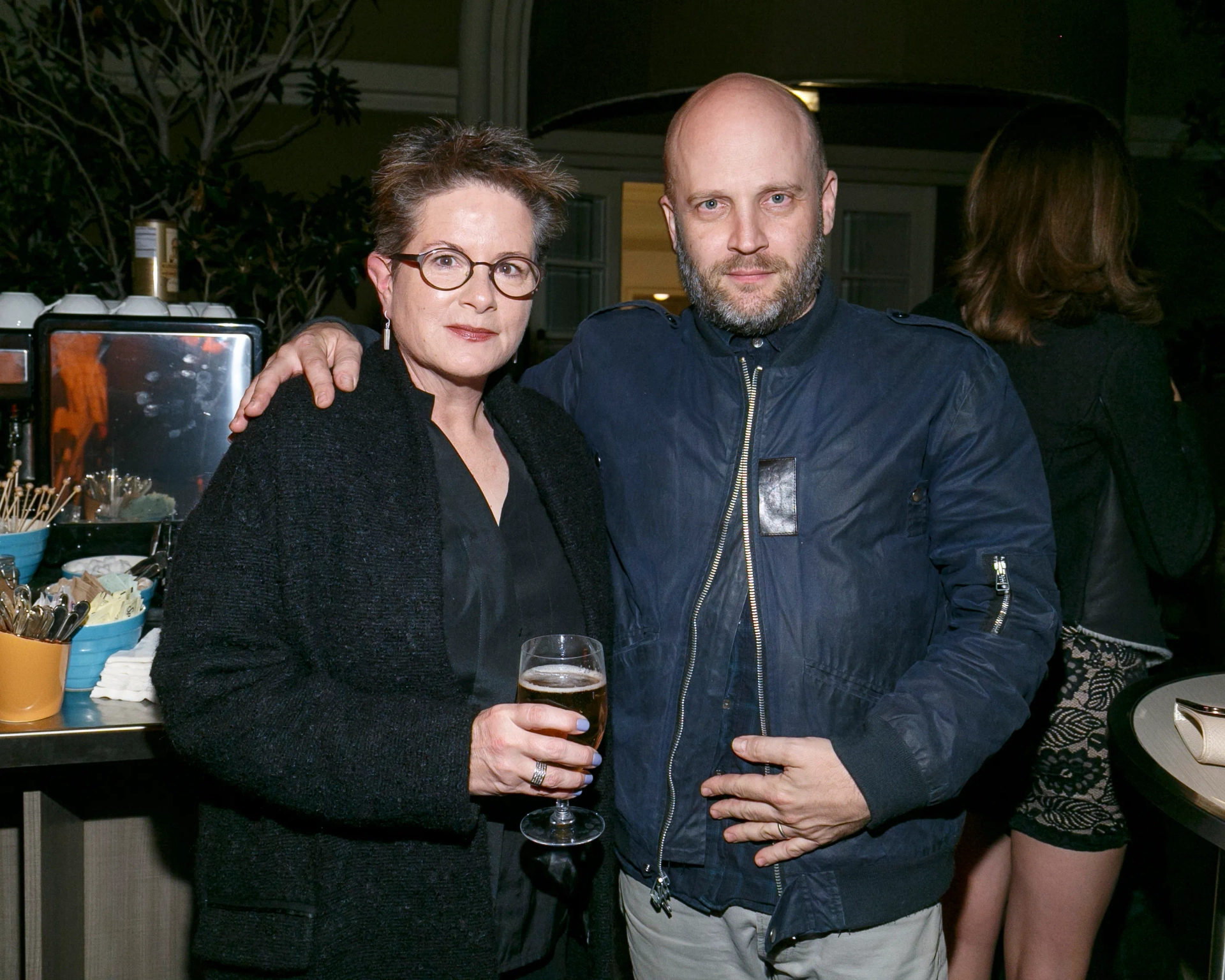 Weinstein Co. Awards party at the Four Seasons, November 2015. Phyllis Nagy and Todd Louiso.