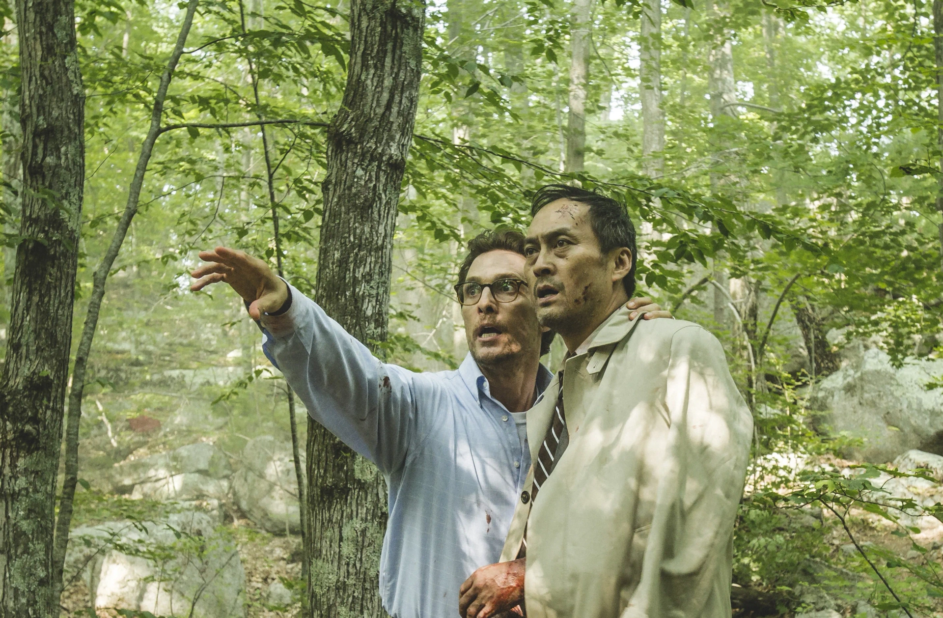 Matthew McConaughey and Ken Watanabe in The Sea of Trees (2015)