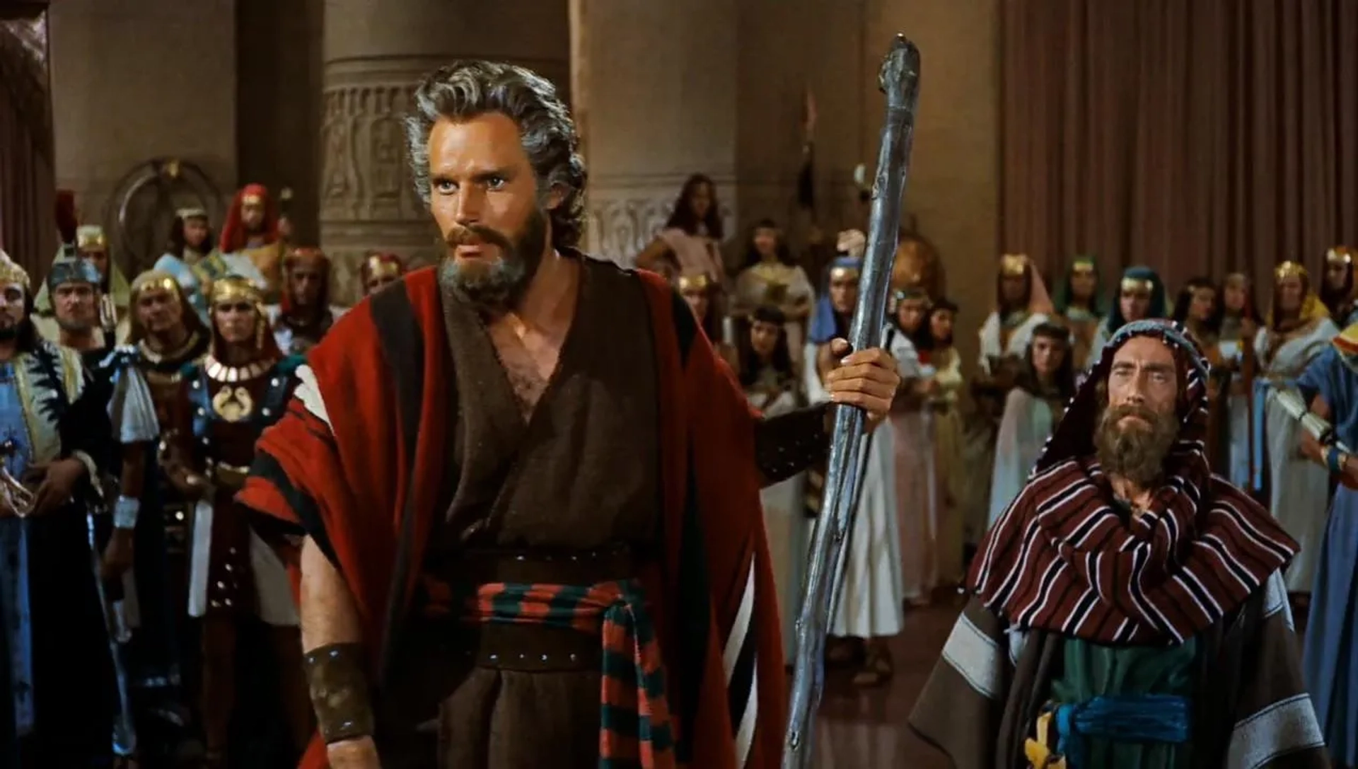 Charlton Heston and John Carradine in The Ten Commandments (1956)