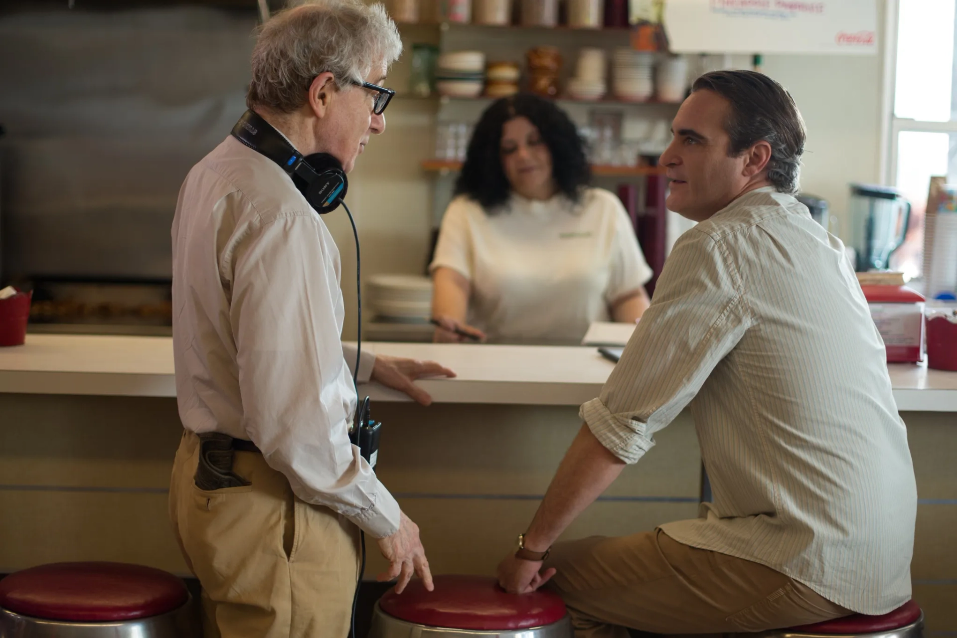 Woody Allen and Joaquin Phoenix in Irrational Man (2015)