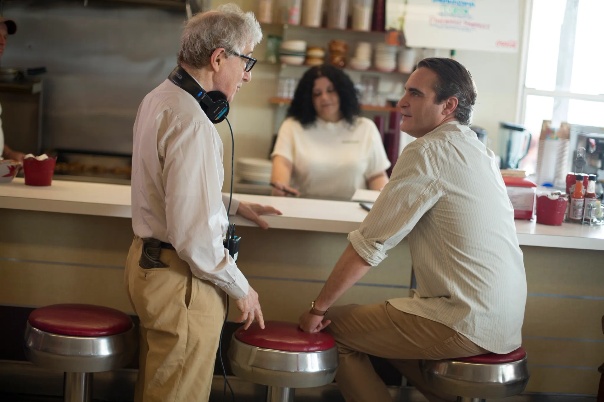 Woody Allen and Joaquin Phoenix in Irrational Man (2015)