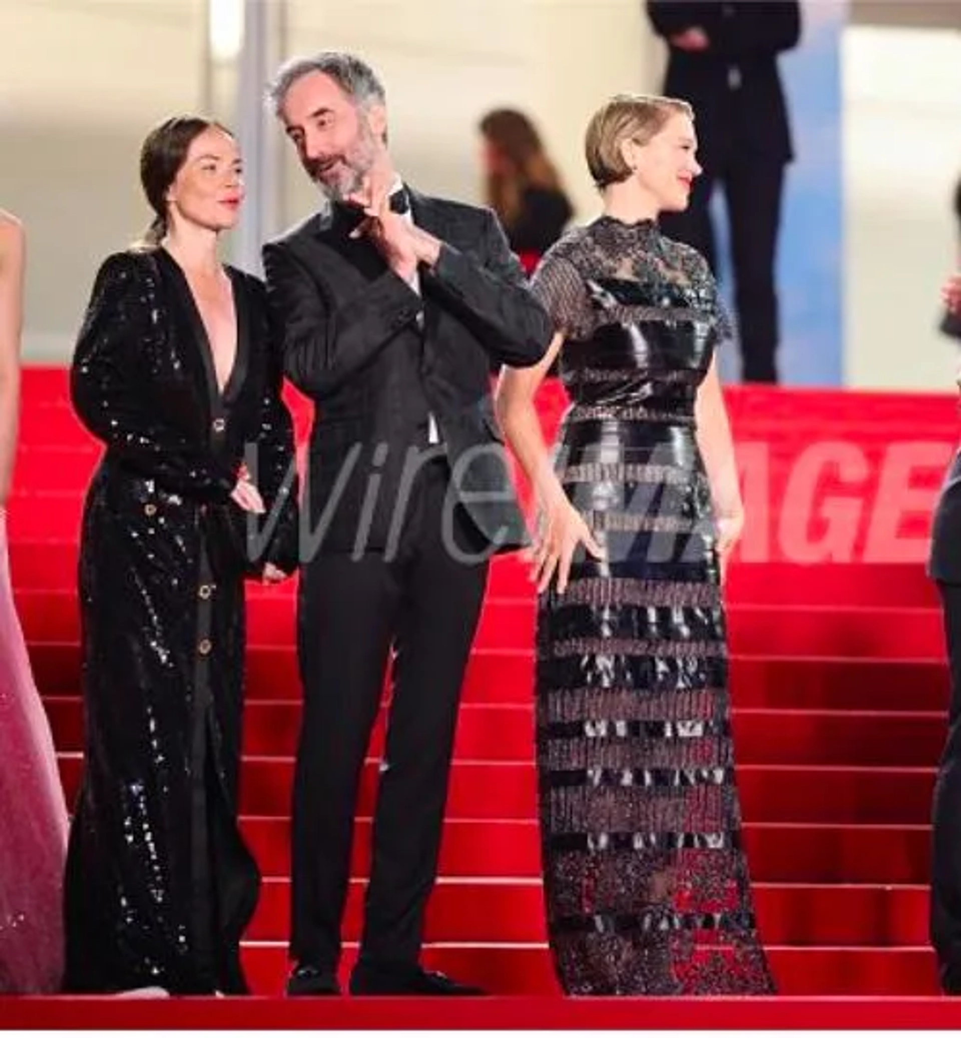 David Cronenberg's "Crimes of the Future" actors Nadia Litz, Don Mckellar and Léa Seydoux attend Cannes premiere