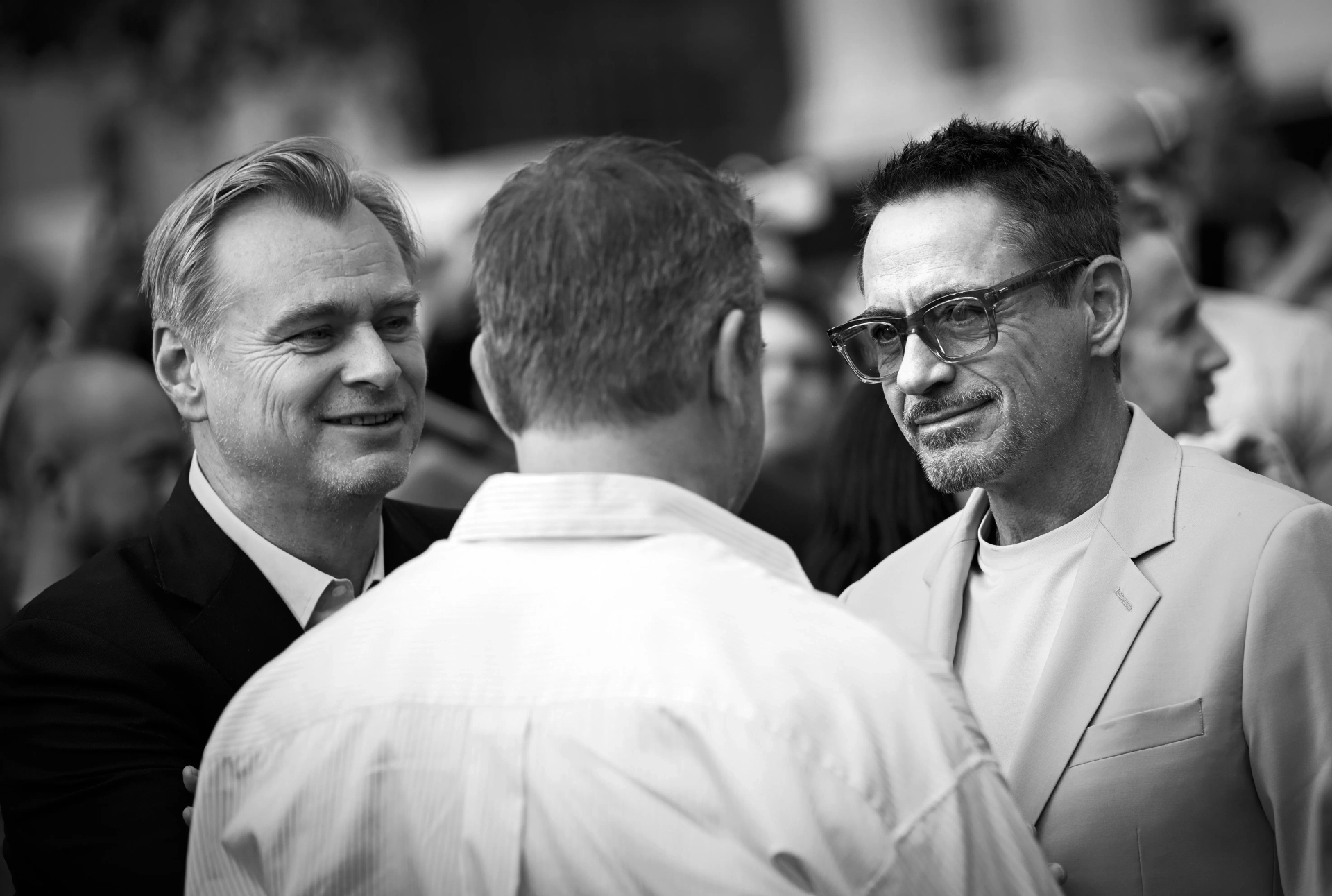 Matt Damon, Robert Downey Jr., and Christopher Nolan at an event for Oppenheimer (2023)
