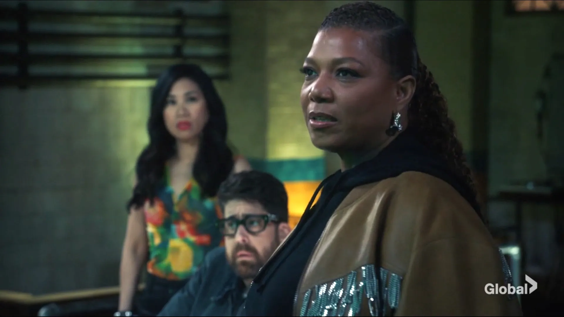 Queen Latifah, Adam Goldberg, and Liza Lapira in The Equalizer (2021)