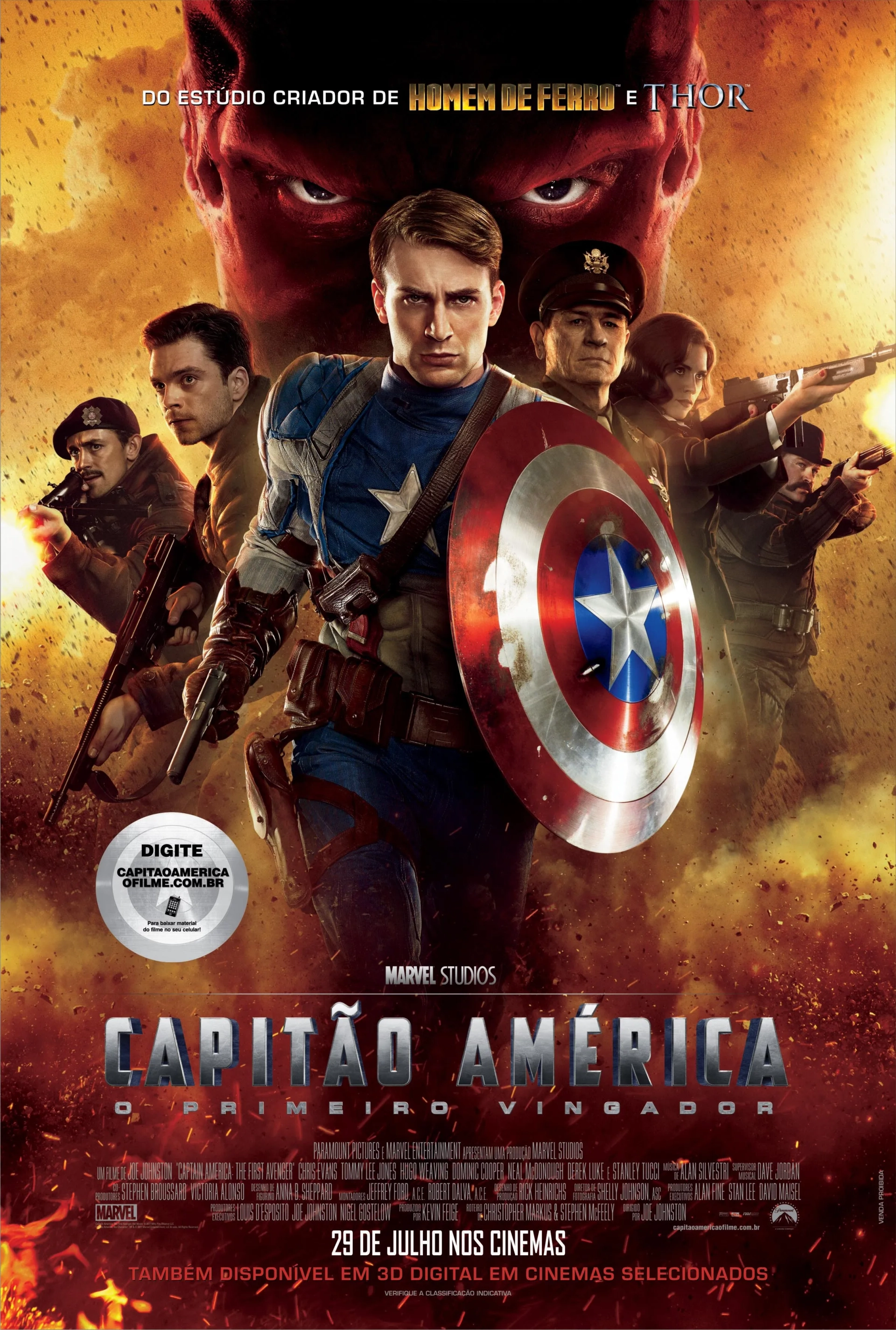 Tommy Lee Jones, Chris Evans, JJ Feild, Neal McDonough, Hugo Weaving, Sebastian Stan, and Hayley Atwell in Captain America: The First Avenger (2011)