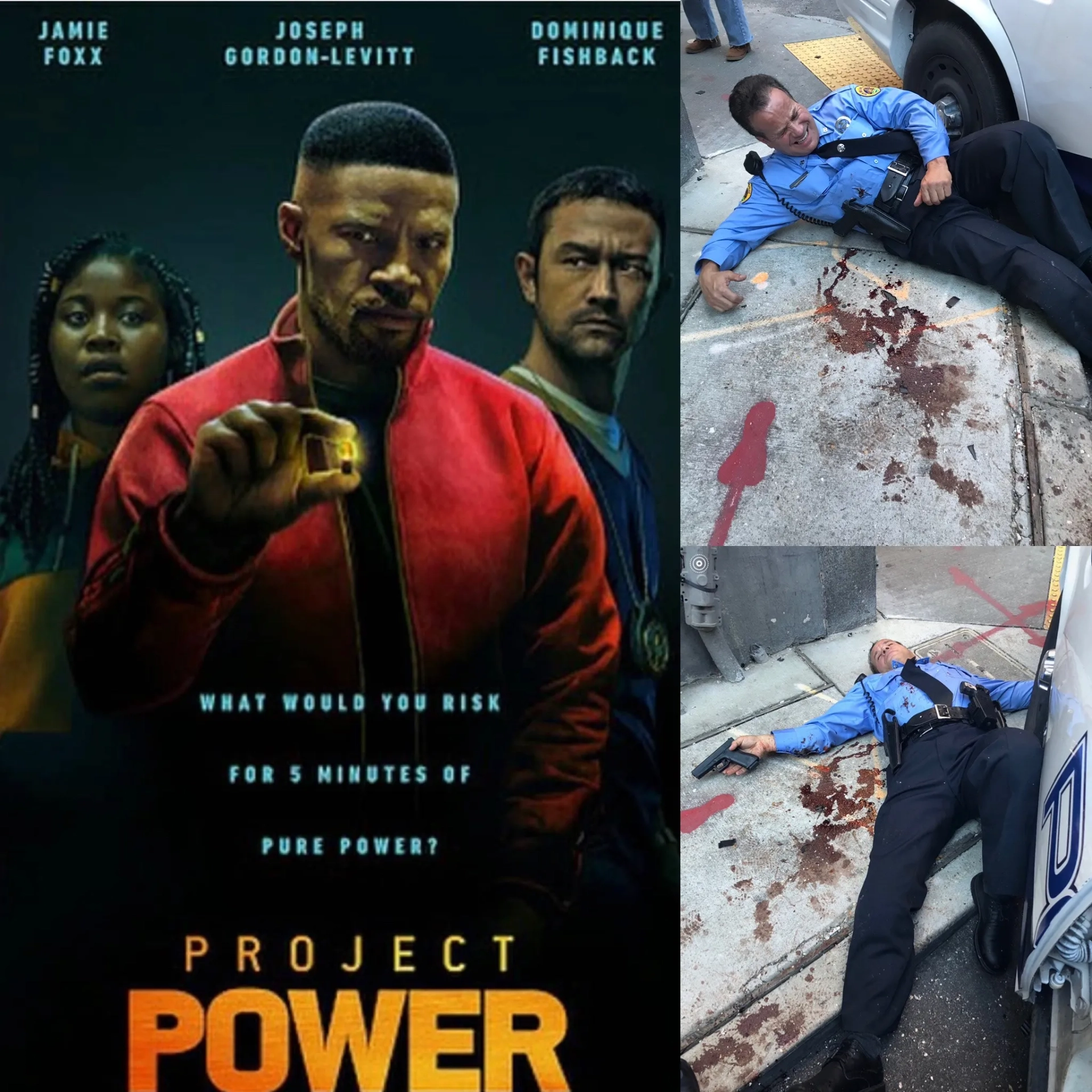 Jamie Foxx, Joseph Gordon-Levitt, Carl Anthony Nespoli, and Dominique Fishback in Project Power (2020)