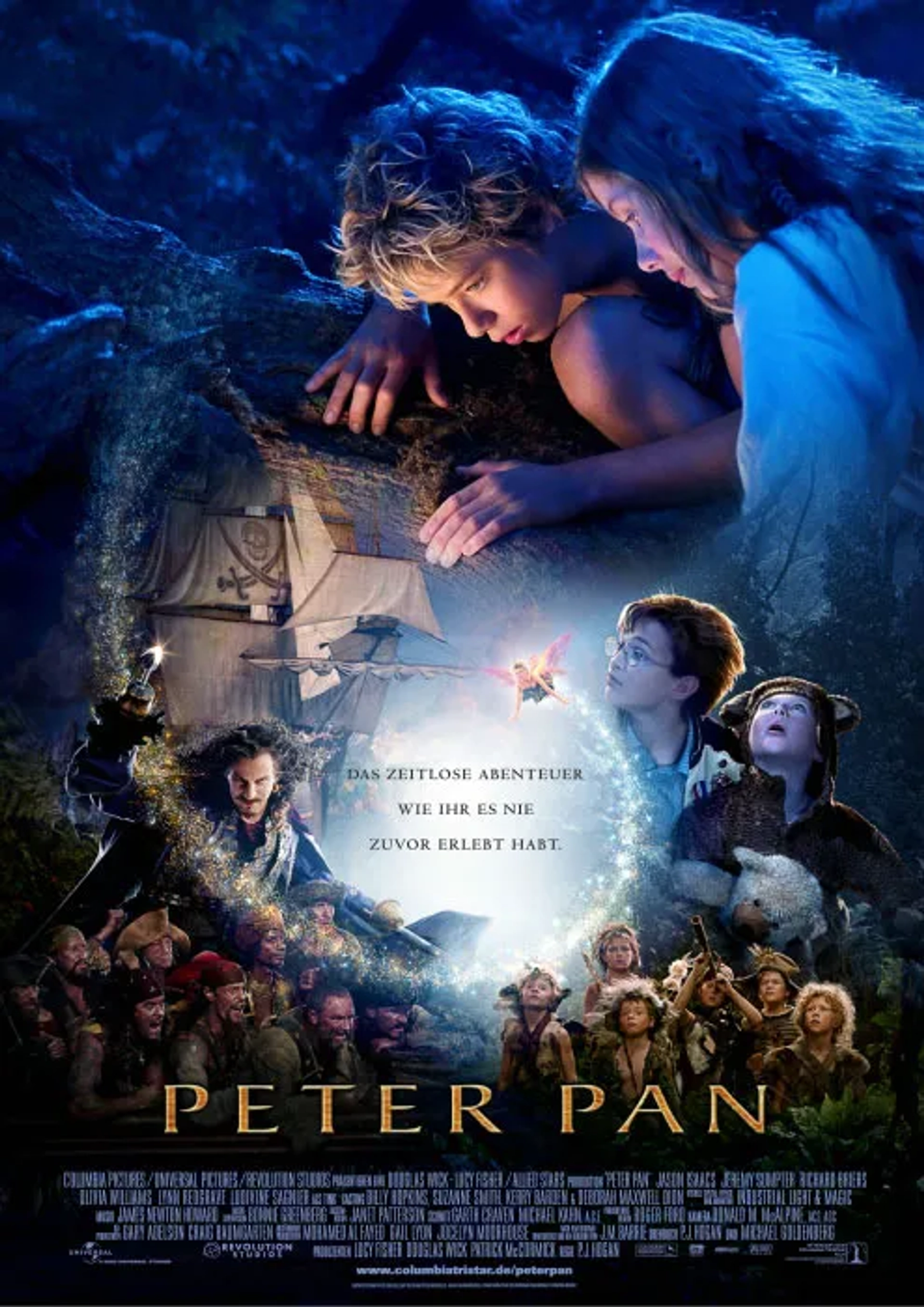 Jason Isaacs, Jeremy Sumpter, Rachel Hurd-Wood, Harry Newell, and Freddie Popplewell in Peter Pan (2003)