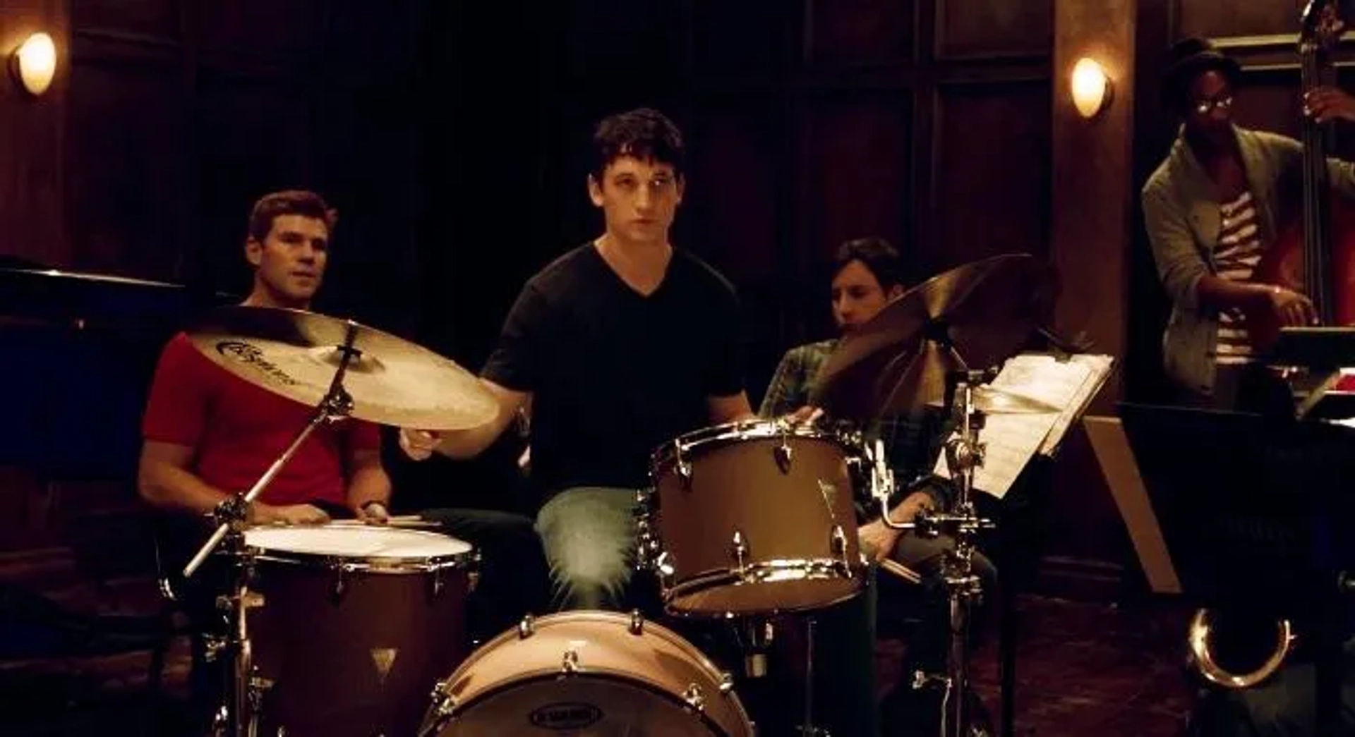 Miles Teller, Austin Stowell, and Nate Lang in Whiplash (2014)