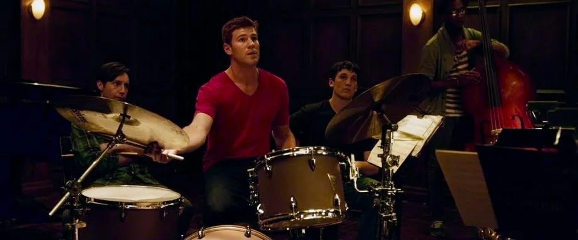 Miles Teller, Austin Stowell, and Nate Lang in Whiplash (2014)