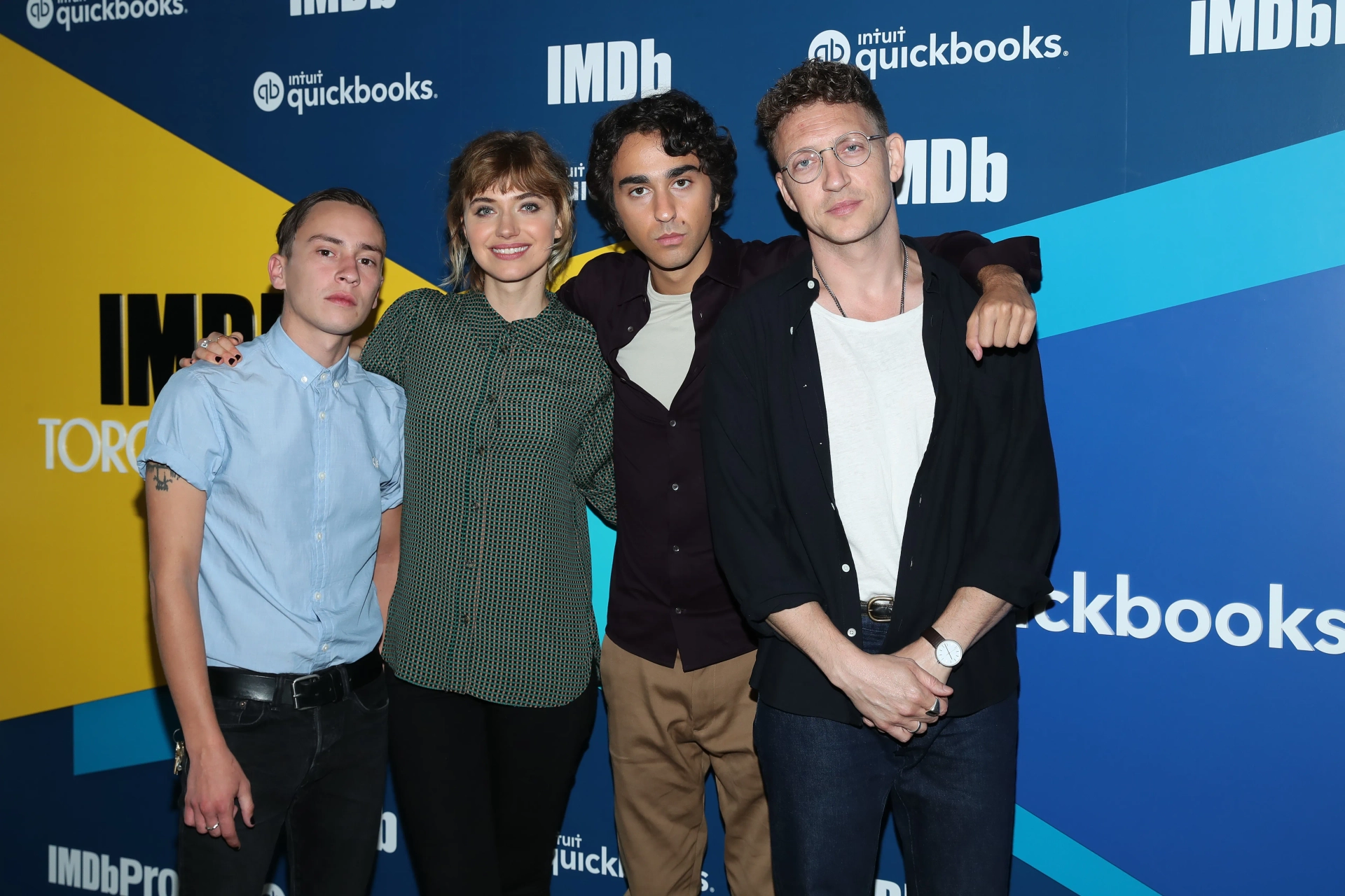 Keir Gilchrist, Joey Klein, Imogen Poots, and Alex Wolff at an event for Castle in the Ground (2019)