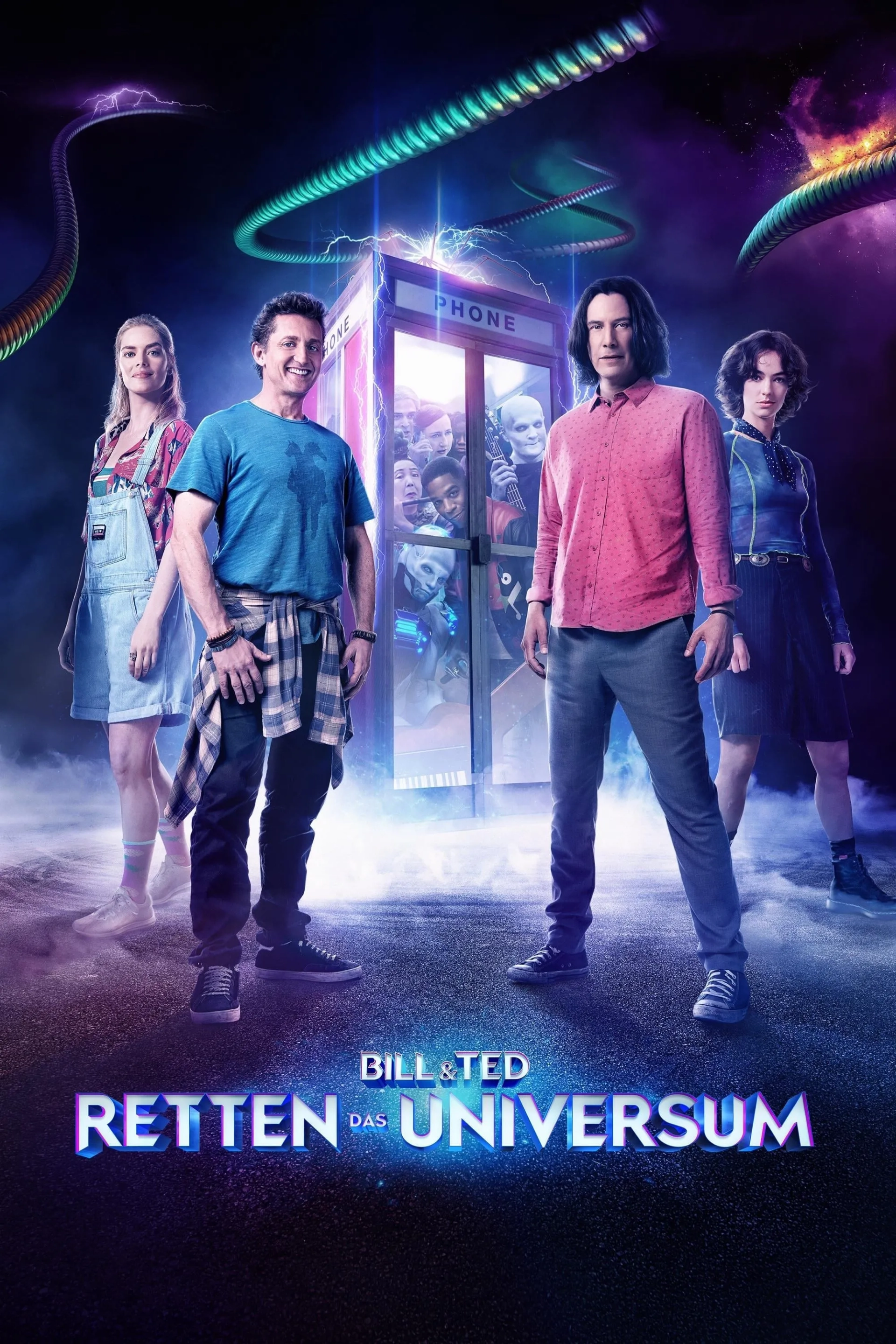 Keanu Reeves, Alex Winter, Kristen Schaal, and Samara Weaving in Bill & Ted Face the Music (2020)