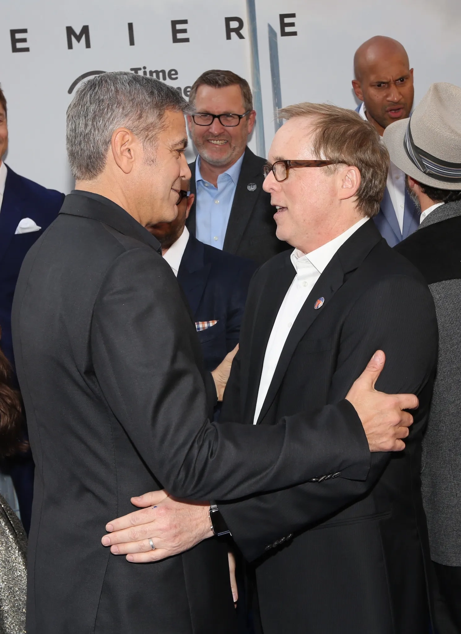 George Clooney and Brad Bird at an event for Tomorrowland (2015)