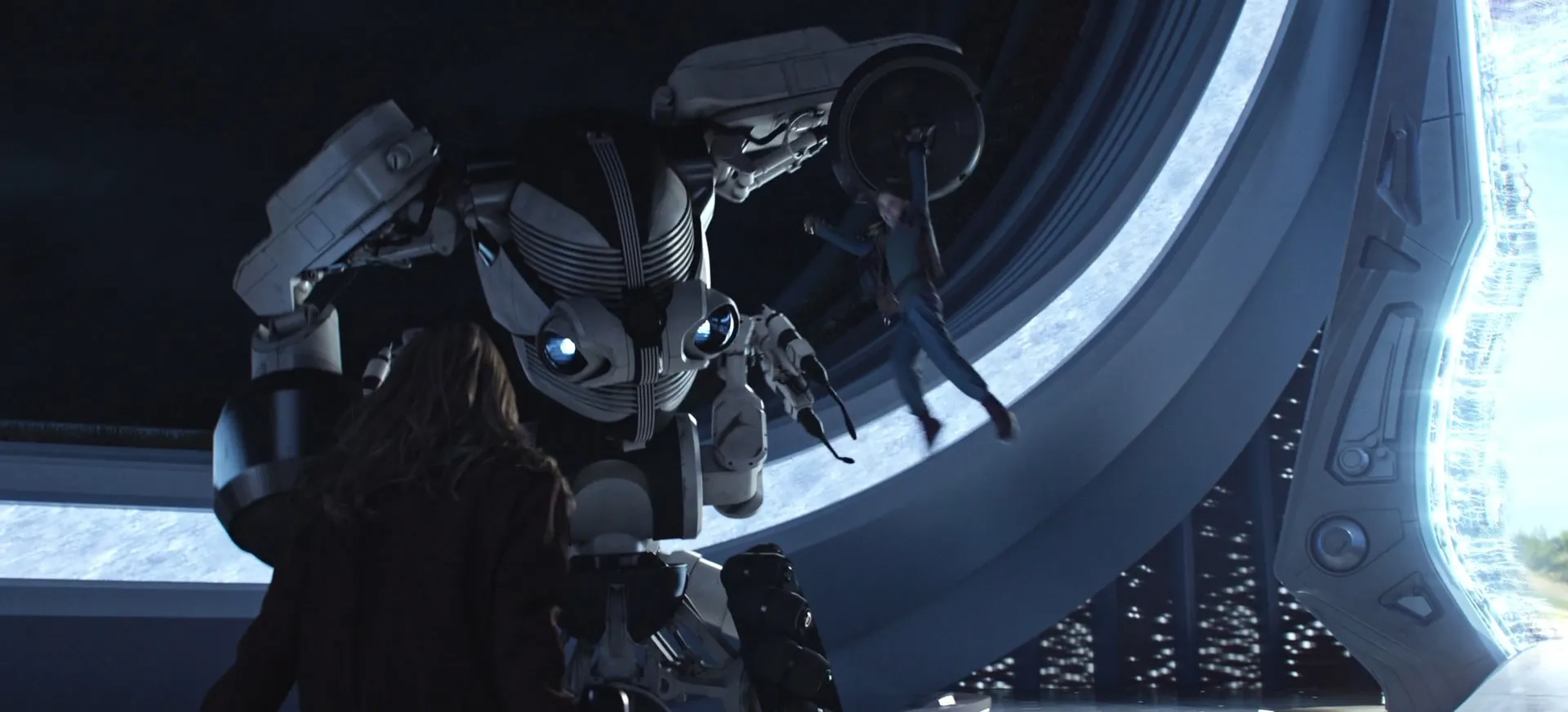 Britt Robertson and Raffey Cassidy in Tomorrowland (2015)