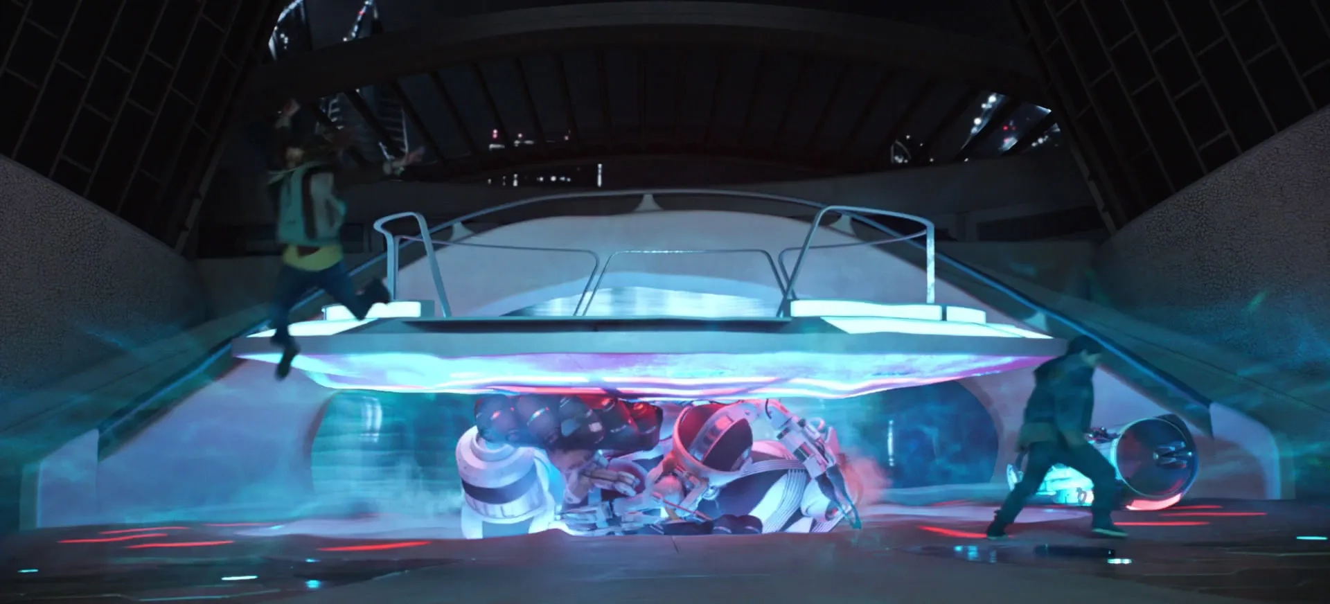 Britt Robertson and Raffey Cassidy in Tomorrowland (2015)