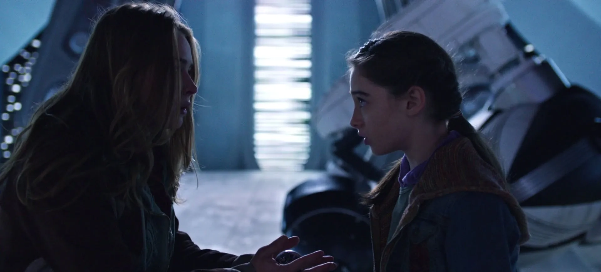 Britt Robertson and Raffey Cassidy in Tomorrowland (2015)