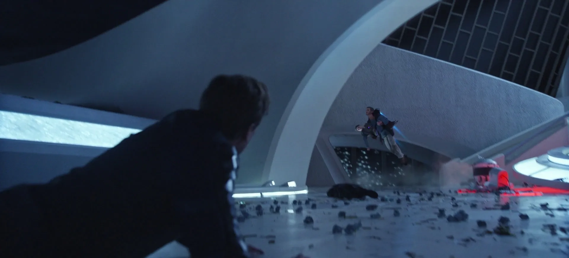 George Clooney, Hugh Laurie, and Raffey Cassidy in Tomorrowland (2015)