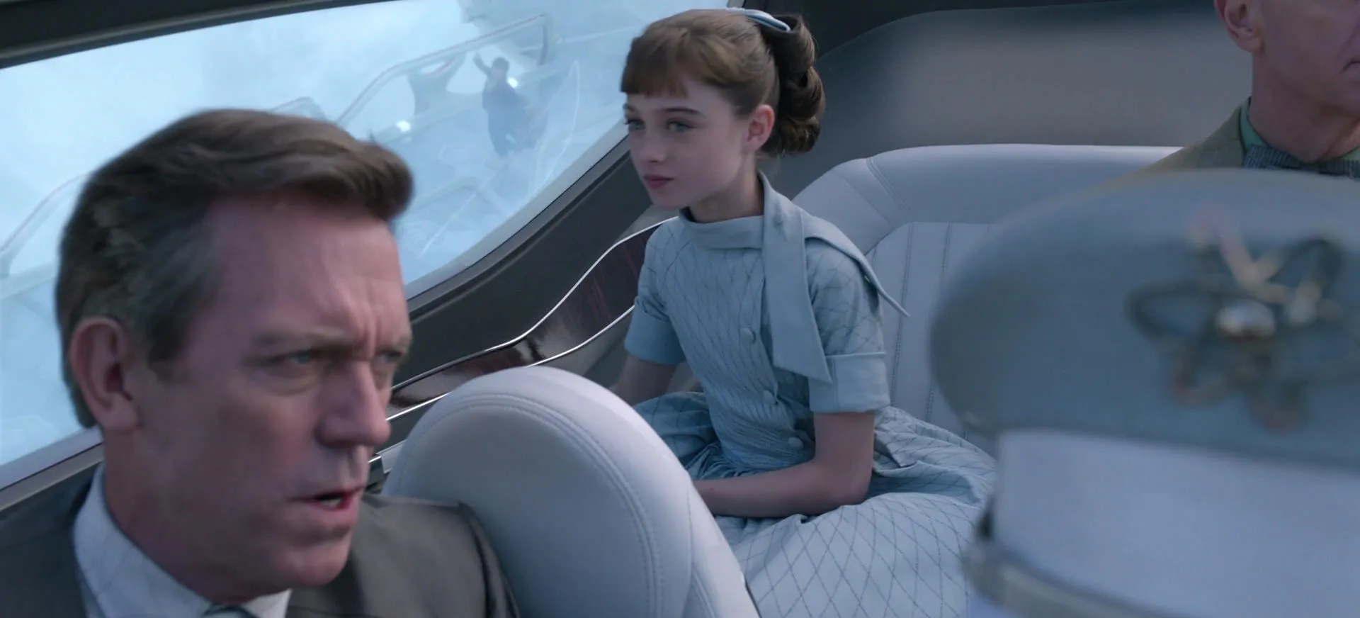 Hugh Laurie, Thomas Robinson, and Raffey Cassidy in Tomorrowland (2015)