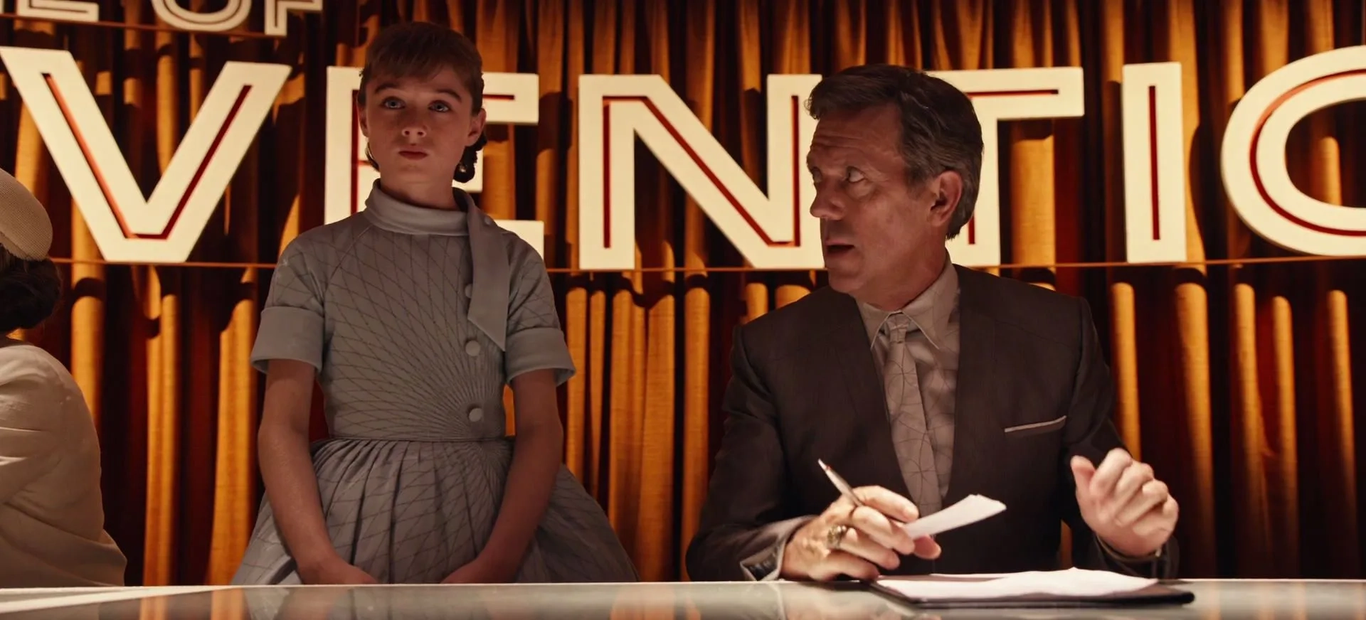 Hugh Laurie and Raffey Cassidy in Tomorrowland (2015)