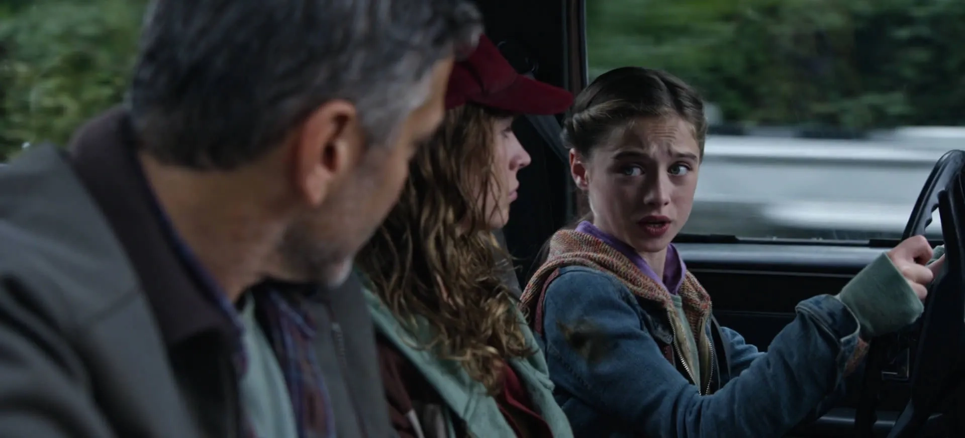 George Clooney, Britt Robertson, and Raffey Cassidy in Tomorrowland (2015)