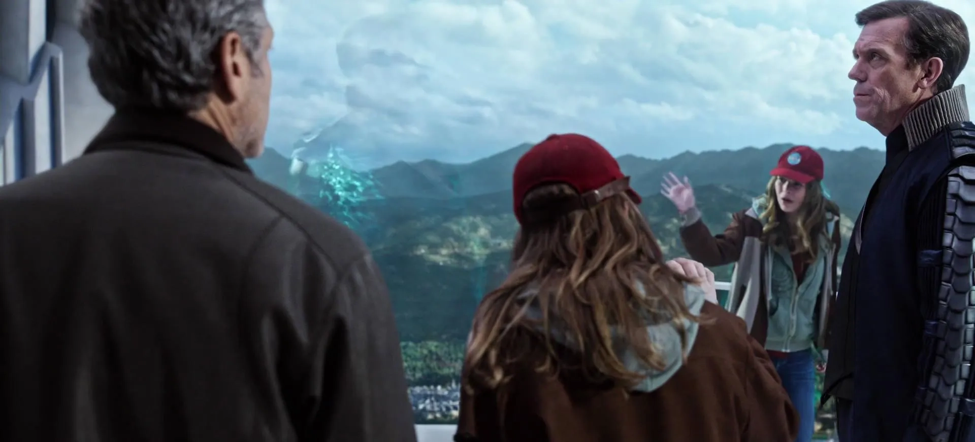 George Clooney, Hugh Laurie, and Britt Robertson in Tomorrowland (2015)