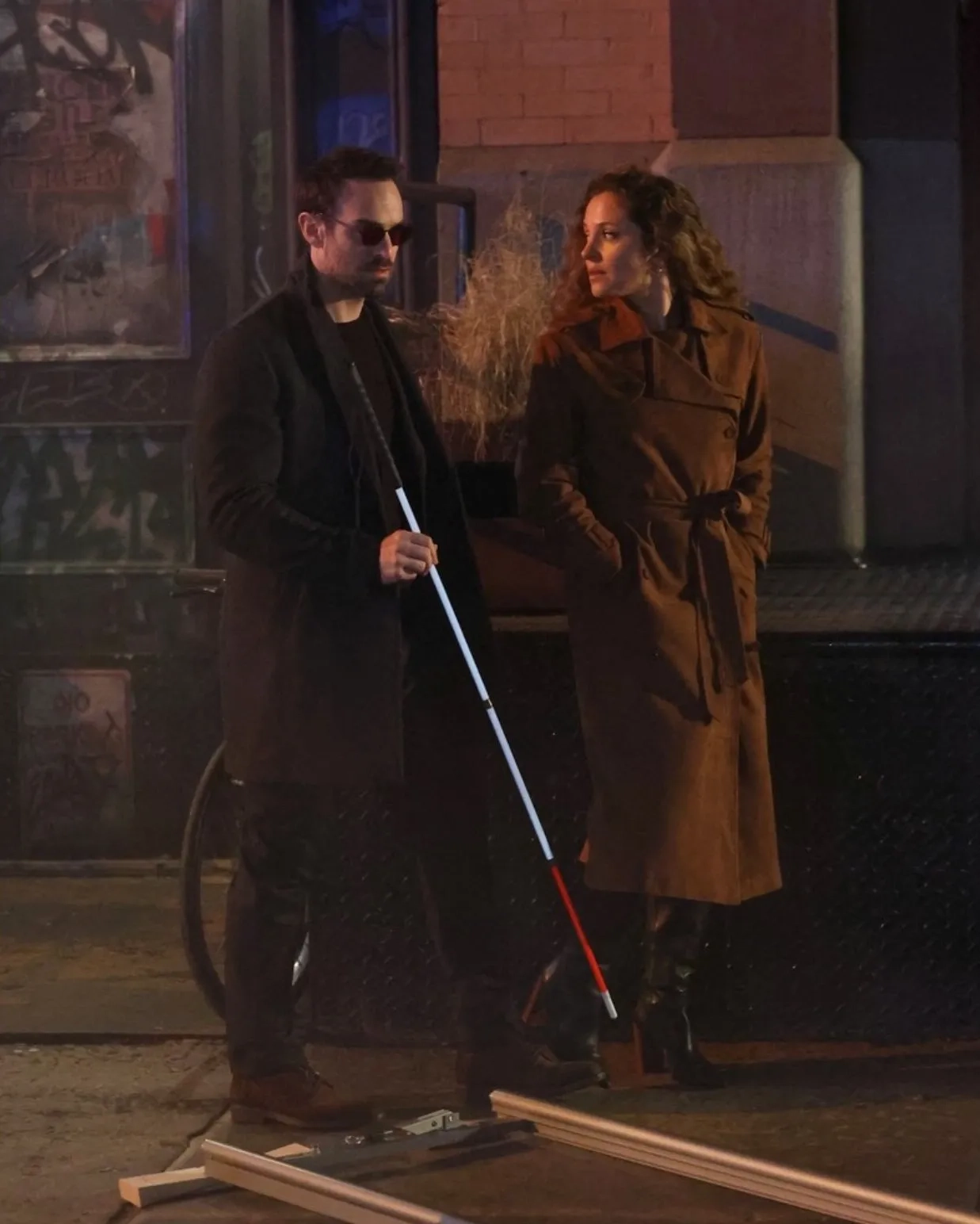 Charlie Cox and Margarita Levieva in Daredevil: Born Again (2024)
