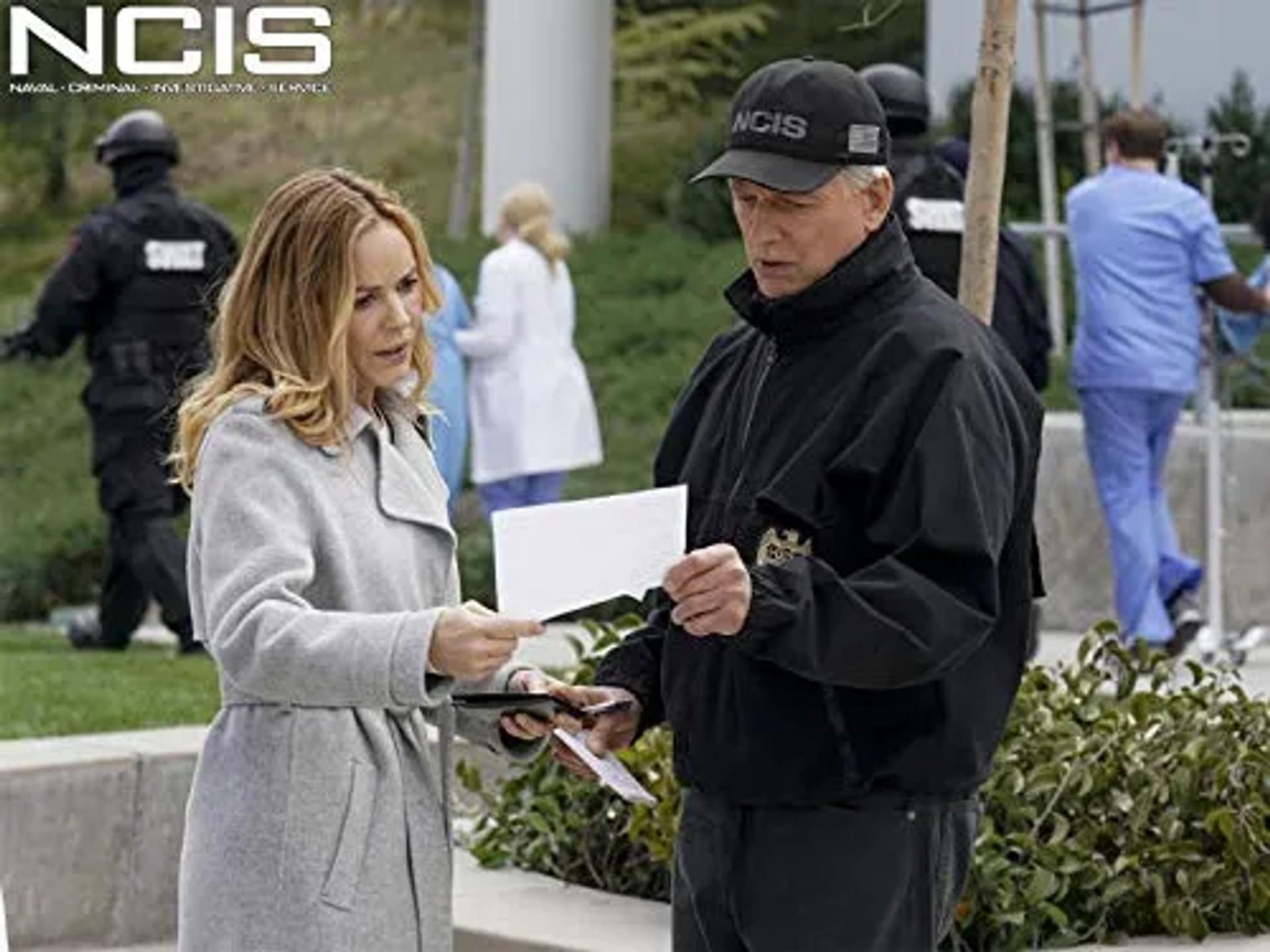 Mark Harmon and Maria Bello in NCIS (2003)