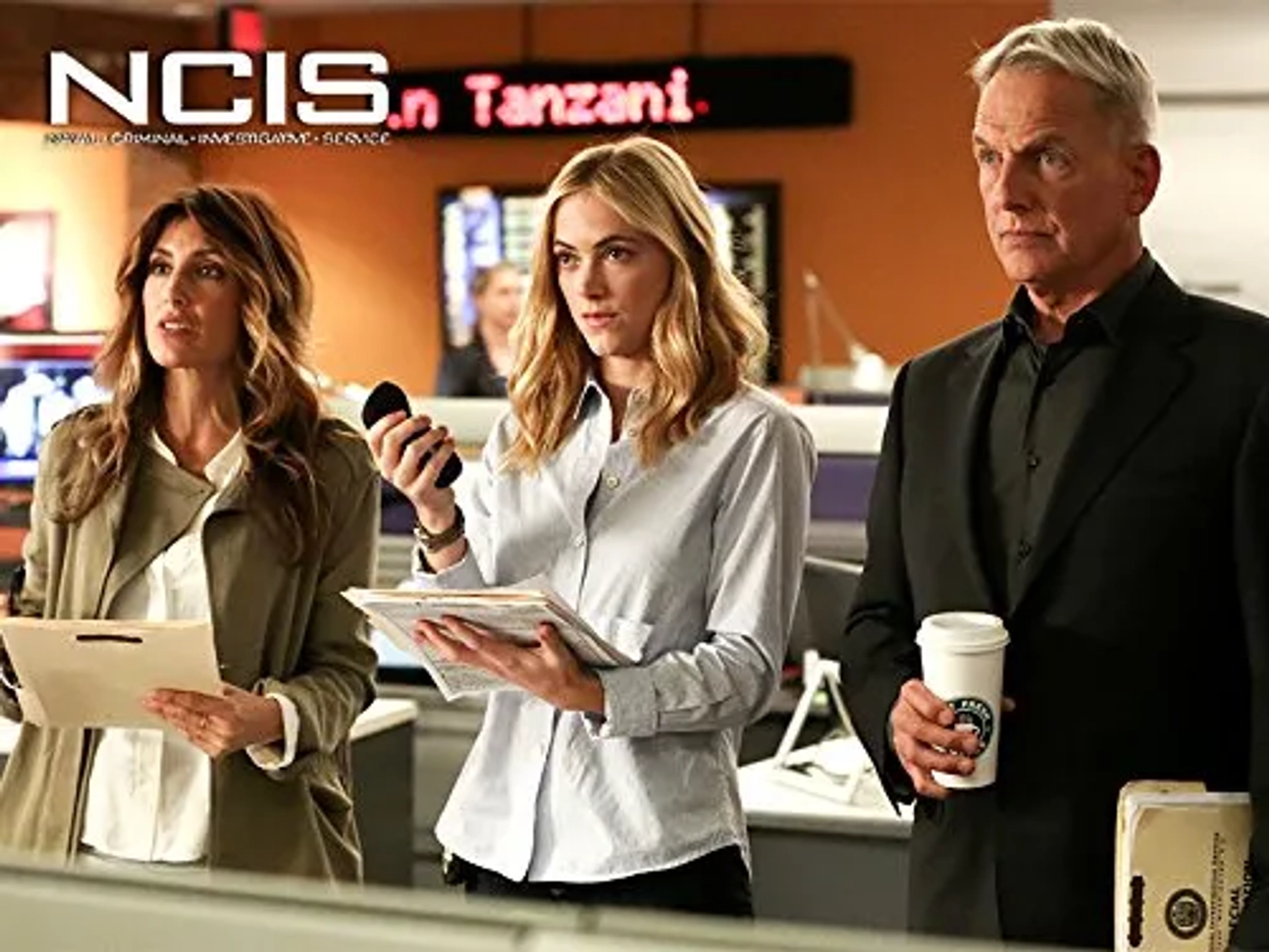 Mark Harmon, Jennifer Esposito, and Emily Wickersham in NCIS (2003)