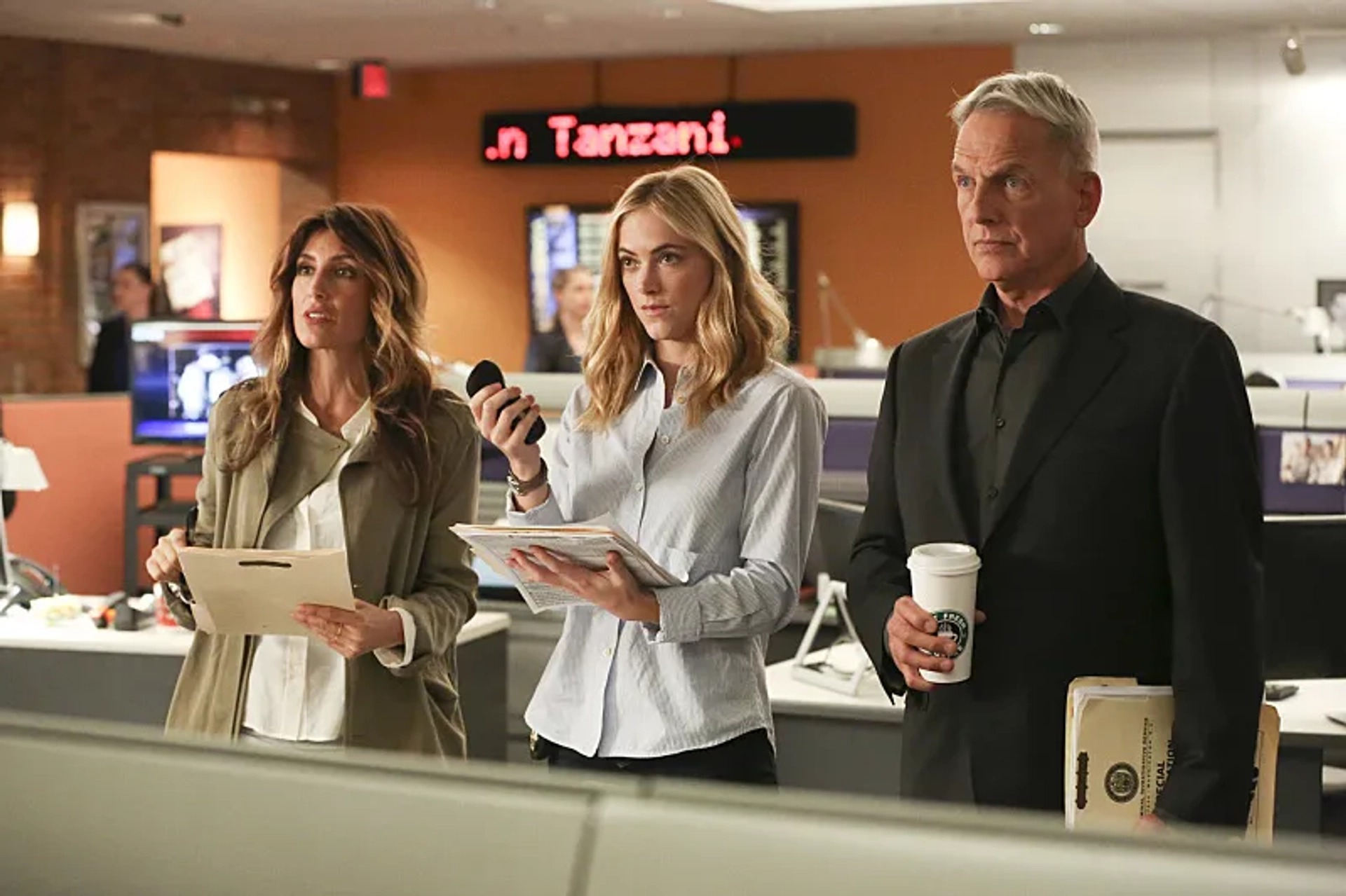 Mark Harmon, Jennifer Esposito, and Emily Wickersham in NCIS (2003)