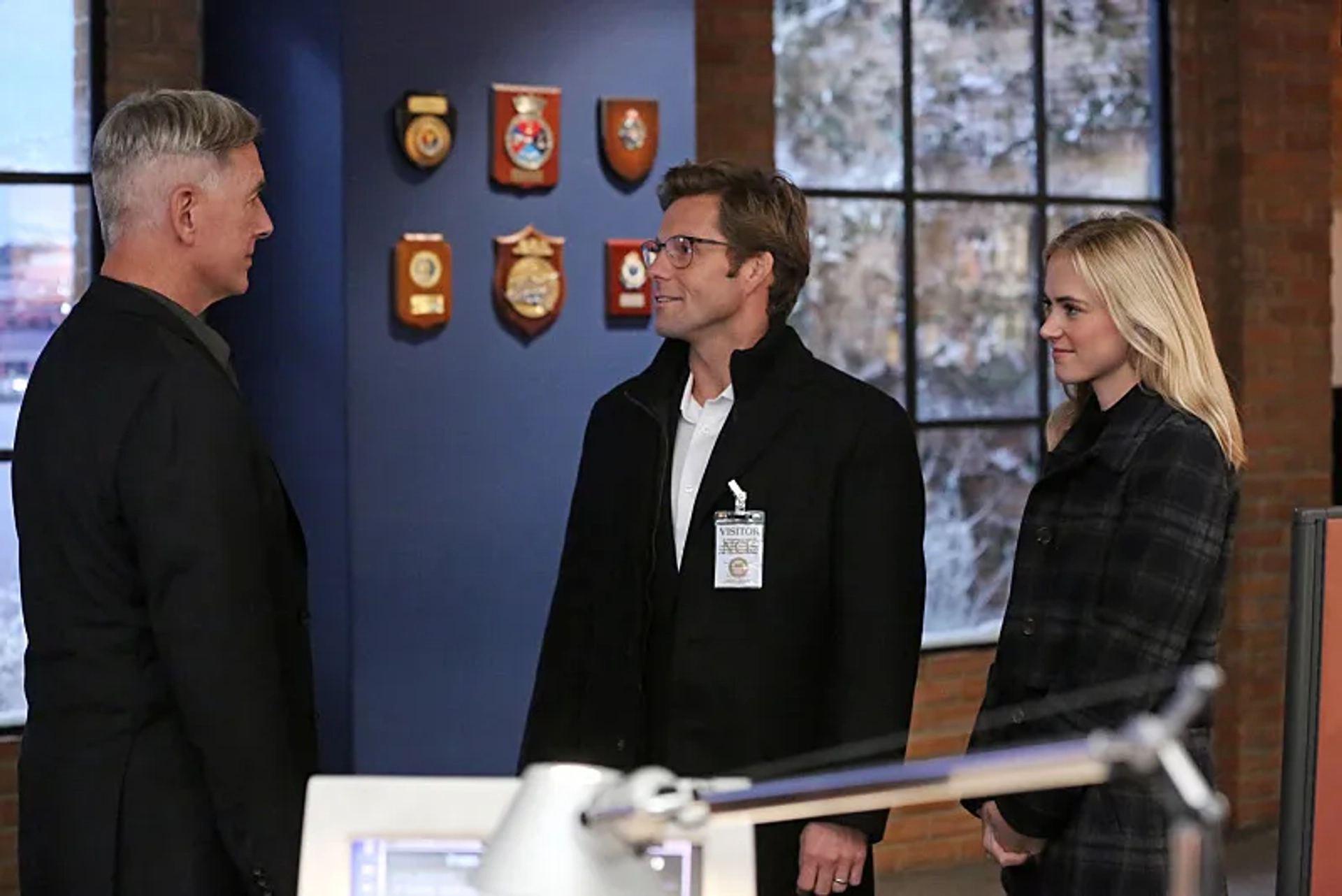 Mark Harmon, Jamie Bamber, and Emily Wickersham in NCIS (2003)