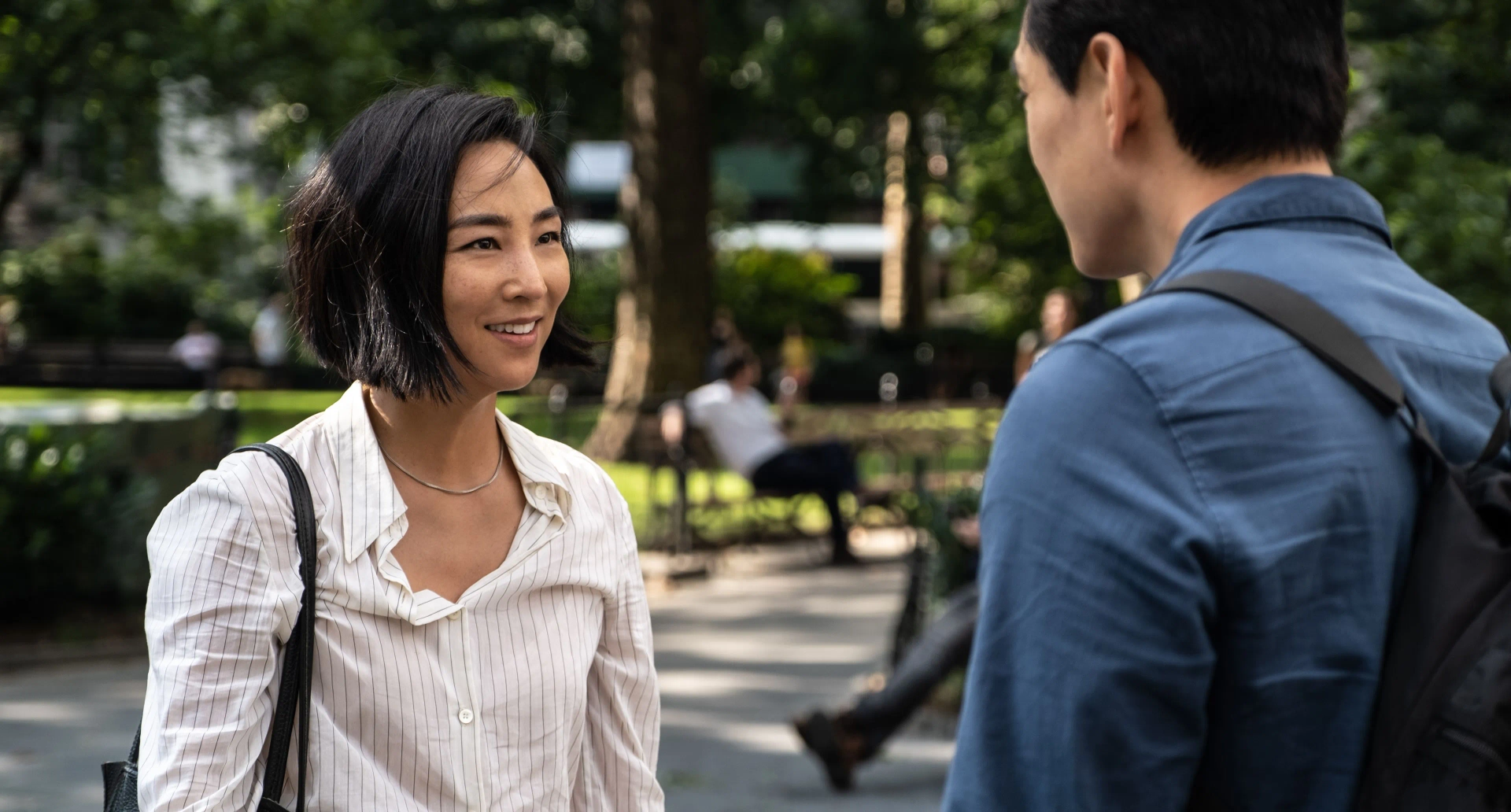 Teo Yoo and Greta Lee in Past Lives (2023)