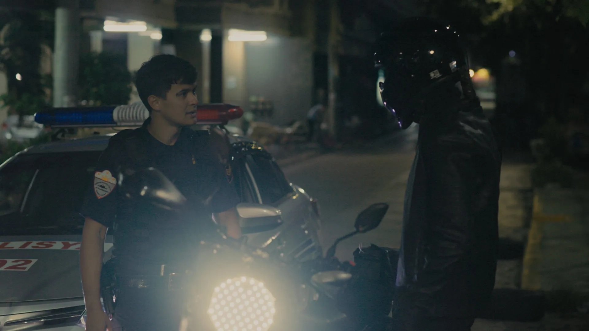 Matteo Guidicelli and Ruru Madrid in Black Rider (2023)