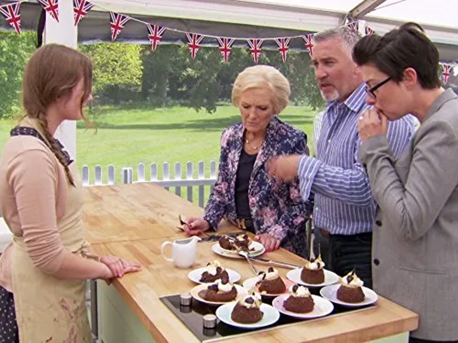 Sue Perkins, Mary Berry, Paul Hollywood, and Martha Collison in The Great British Baking Show (2010)