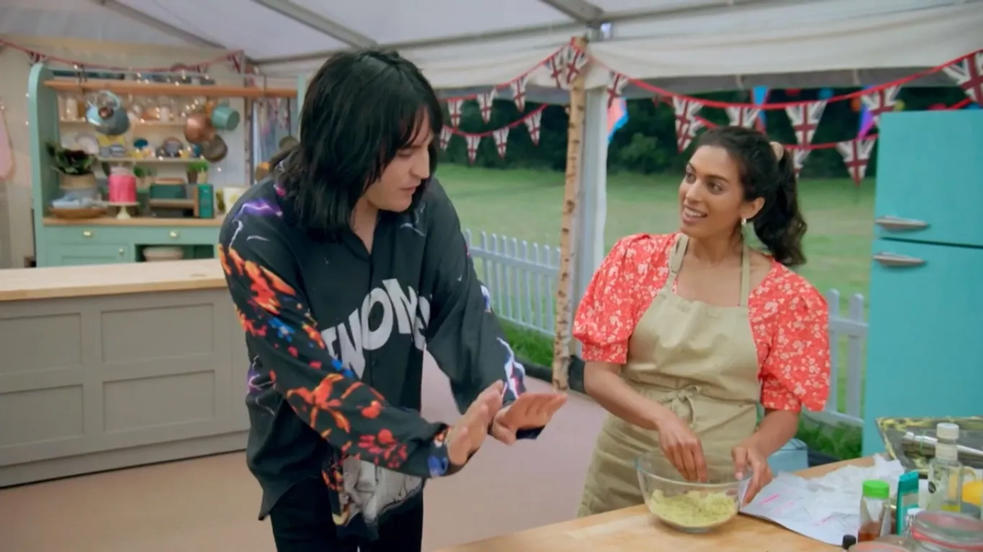 Noel Fielding and Crystelle Pereira in The Great British Baking Show: The Final (2021)