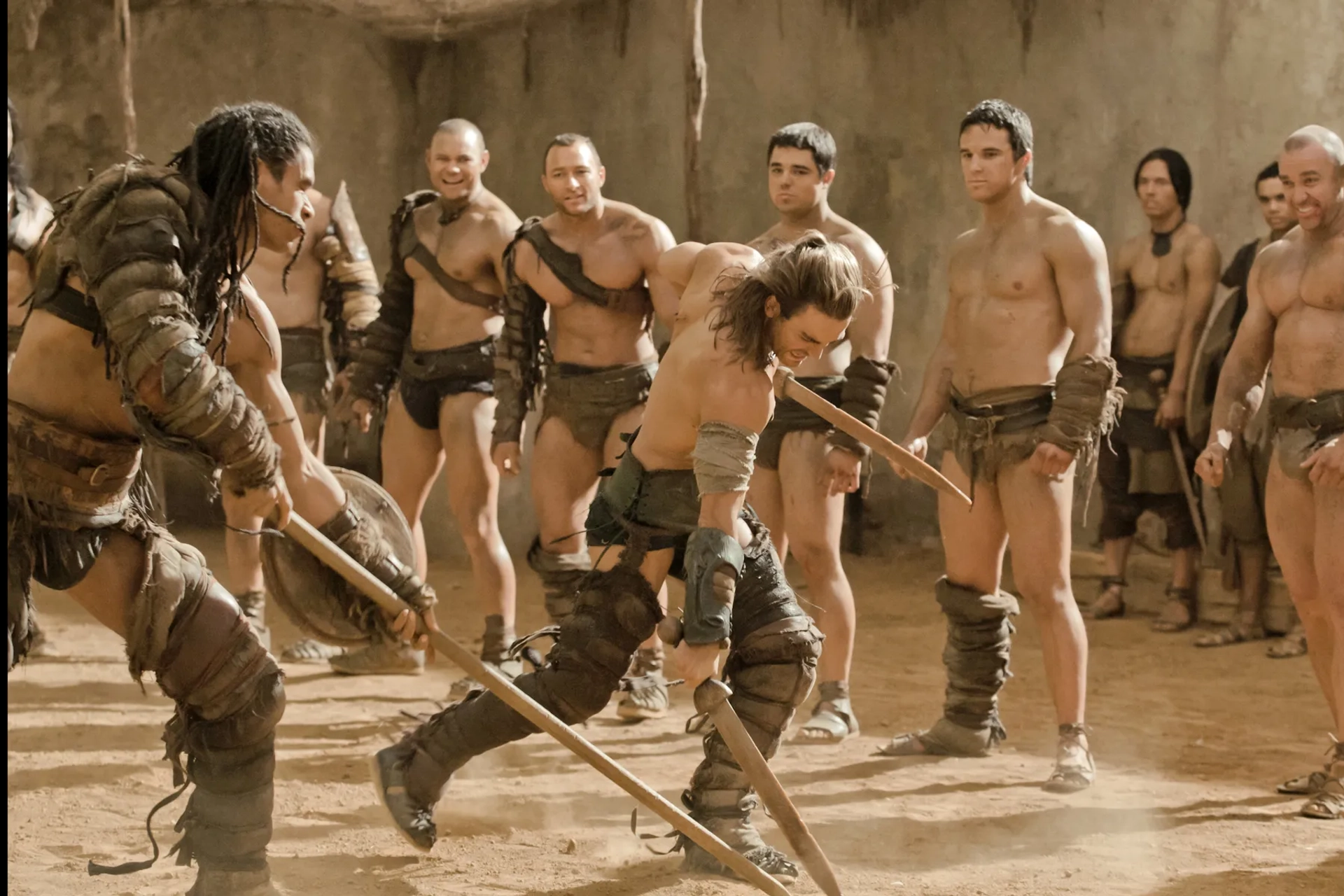 Shane Rangi, Dustin Clare, Antonio Te Maioha, and Ioane King in Spartacus: Gods of the Arena (2011)