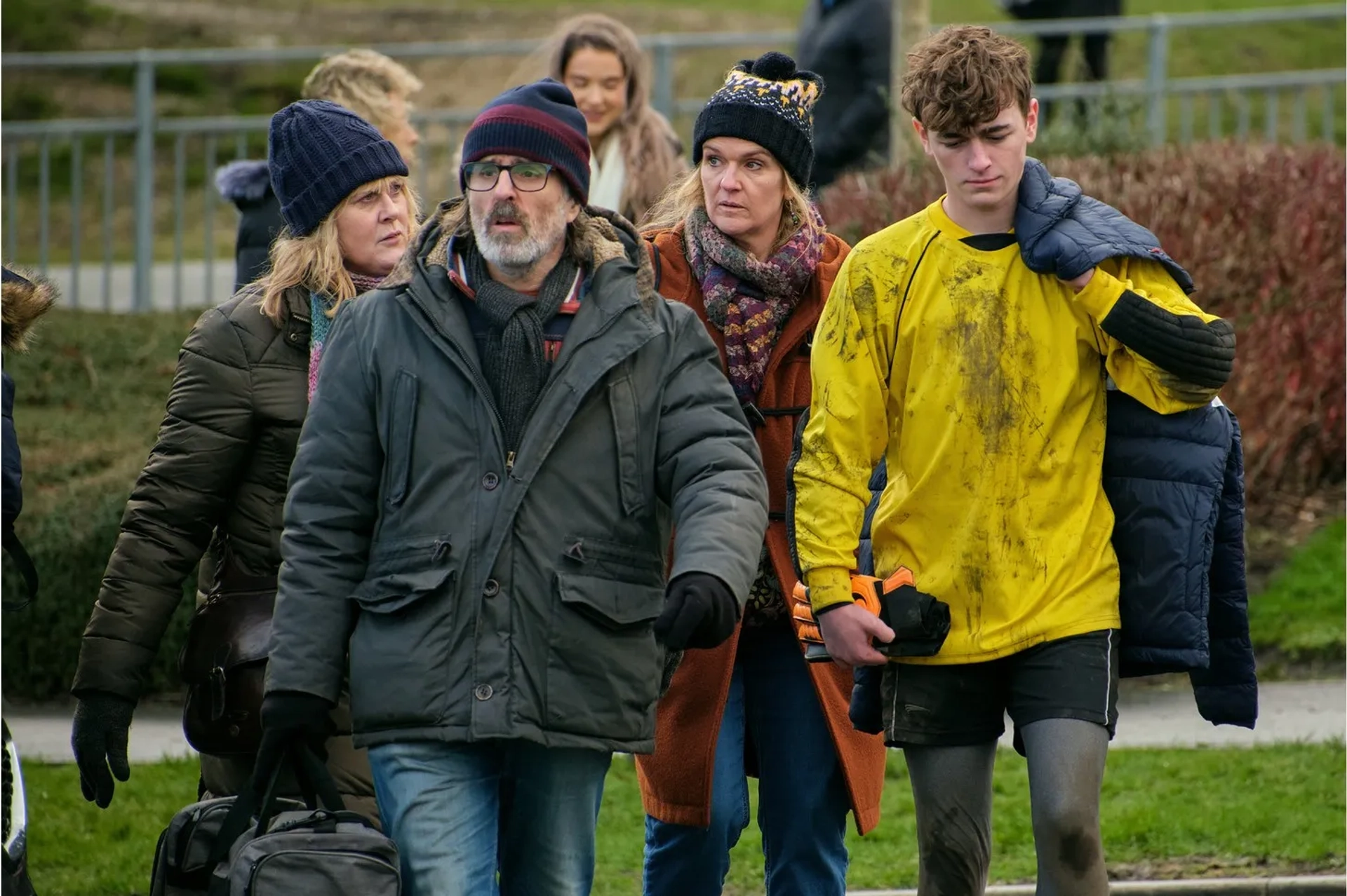 Siobhan Finneran, Sarah Lancashire, Con O'Neill, and Rhys Connah in Happy Valley (2014)